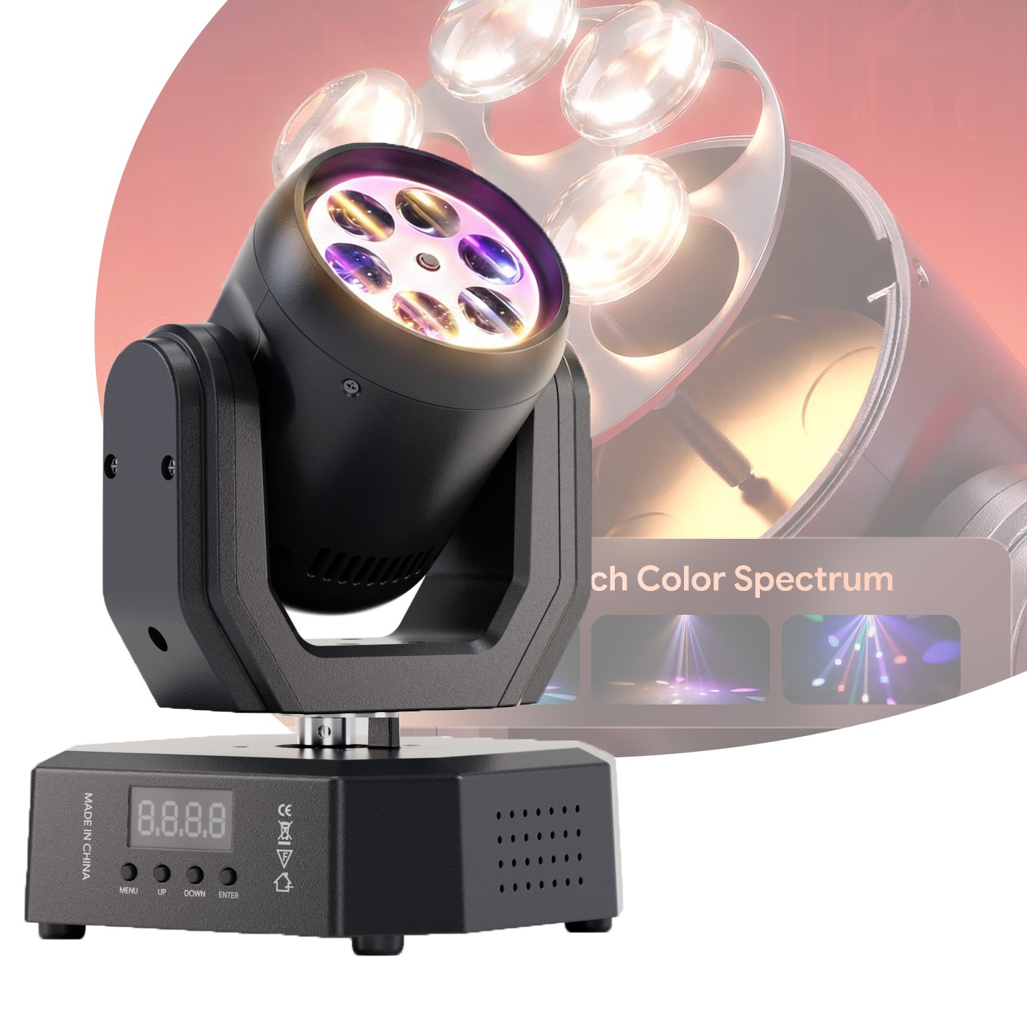 RGBWYP LED Moving Beam Head Light 9CH Bee-eye DMX512/RDM Strobe Lightweight
