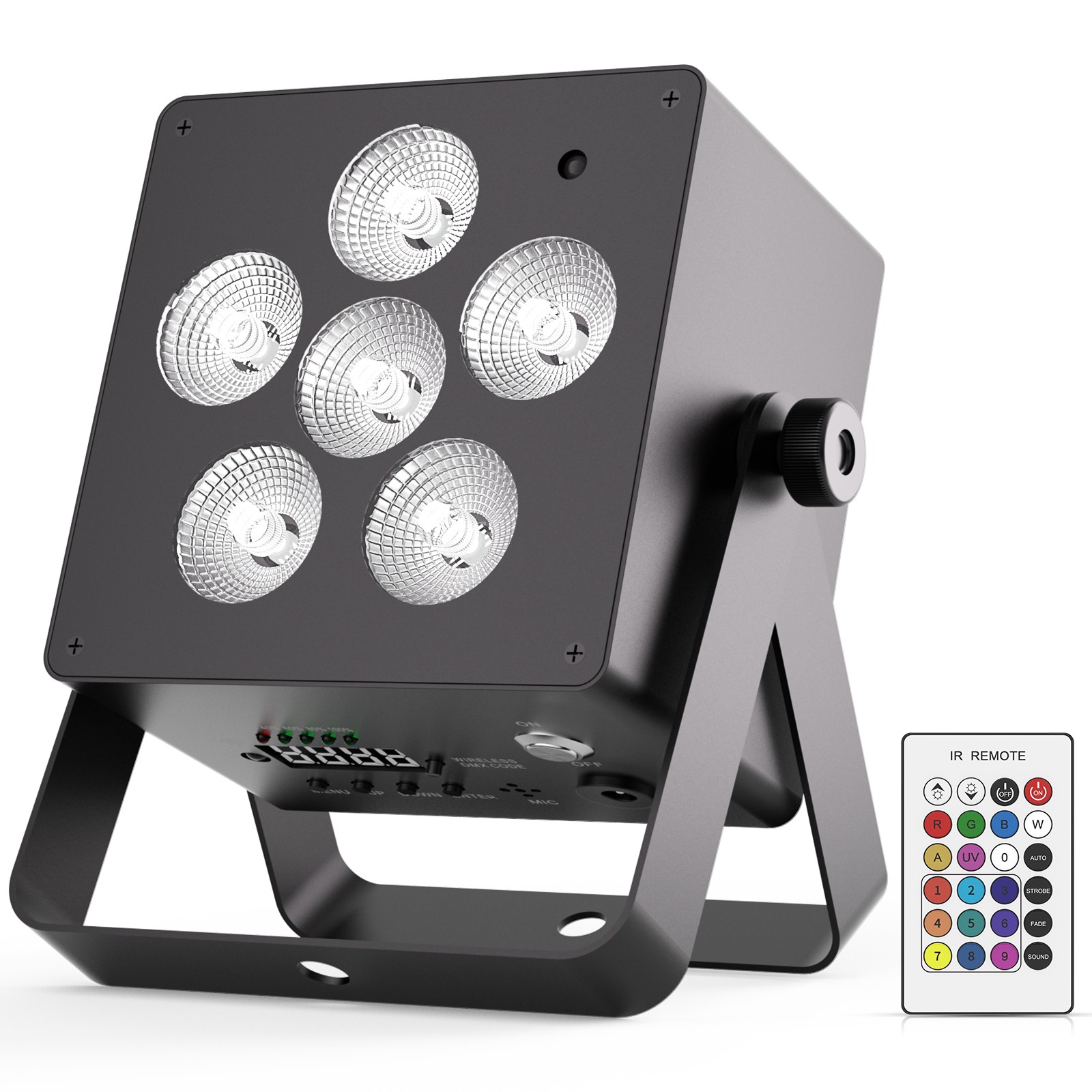 80W RGBW+UV Rechargeable 6-LED Par Can Light DMX512 App Control Home Party Disco