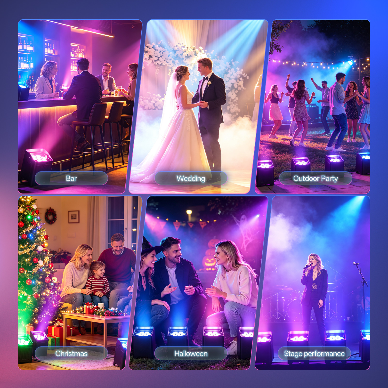 Waterproof Rechargeable Wireless Stage Par Light Battery Uplight 7x20W RGBWA UV