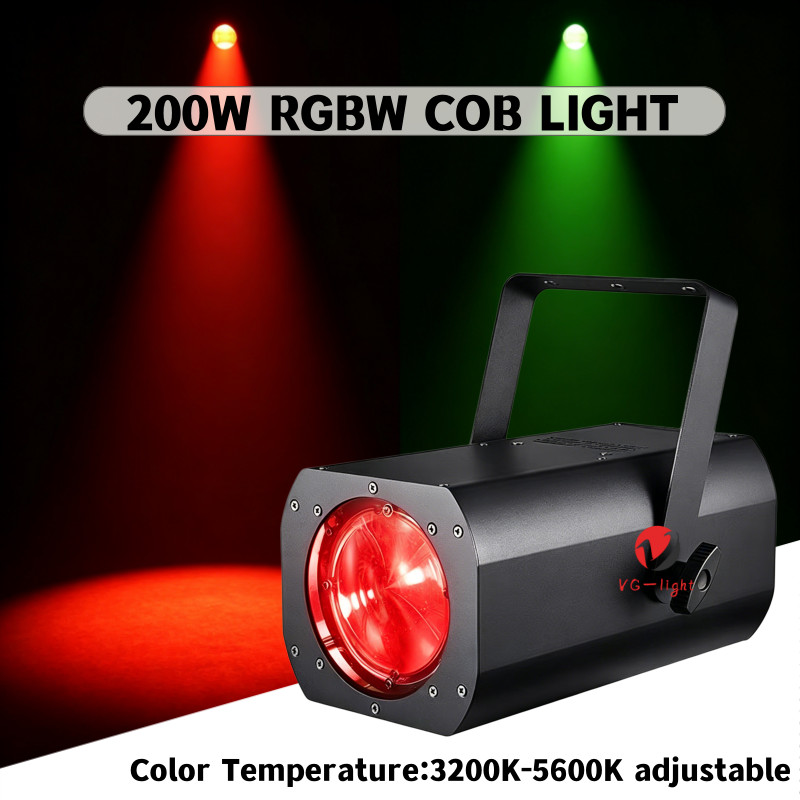 2PC 200W COB LED RGBW Zoom Par Light DMX Spotlights W/Barndoor DJ Stage Lighting