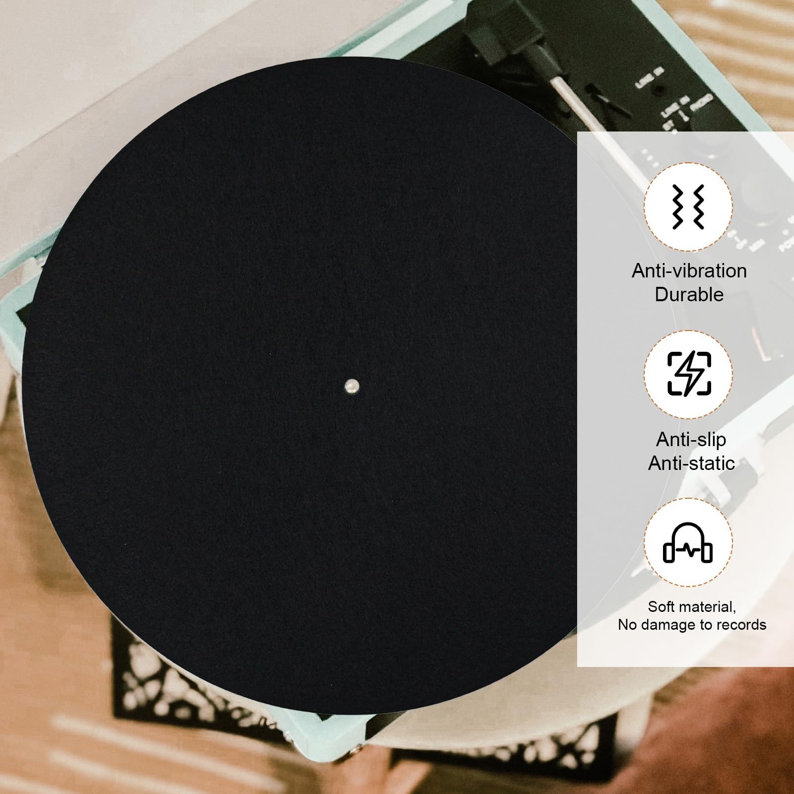 Record Player Mat, 12in Anti-Slip & Anti-Static Felt Record Pad Turntable Sli…