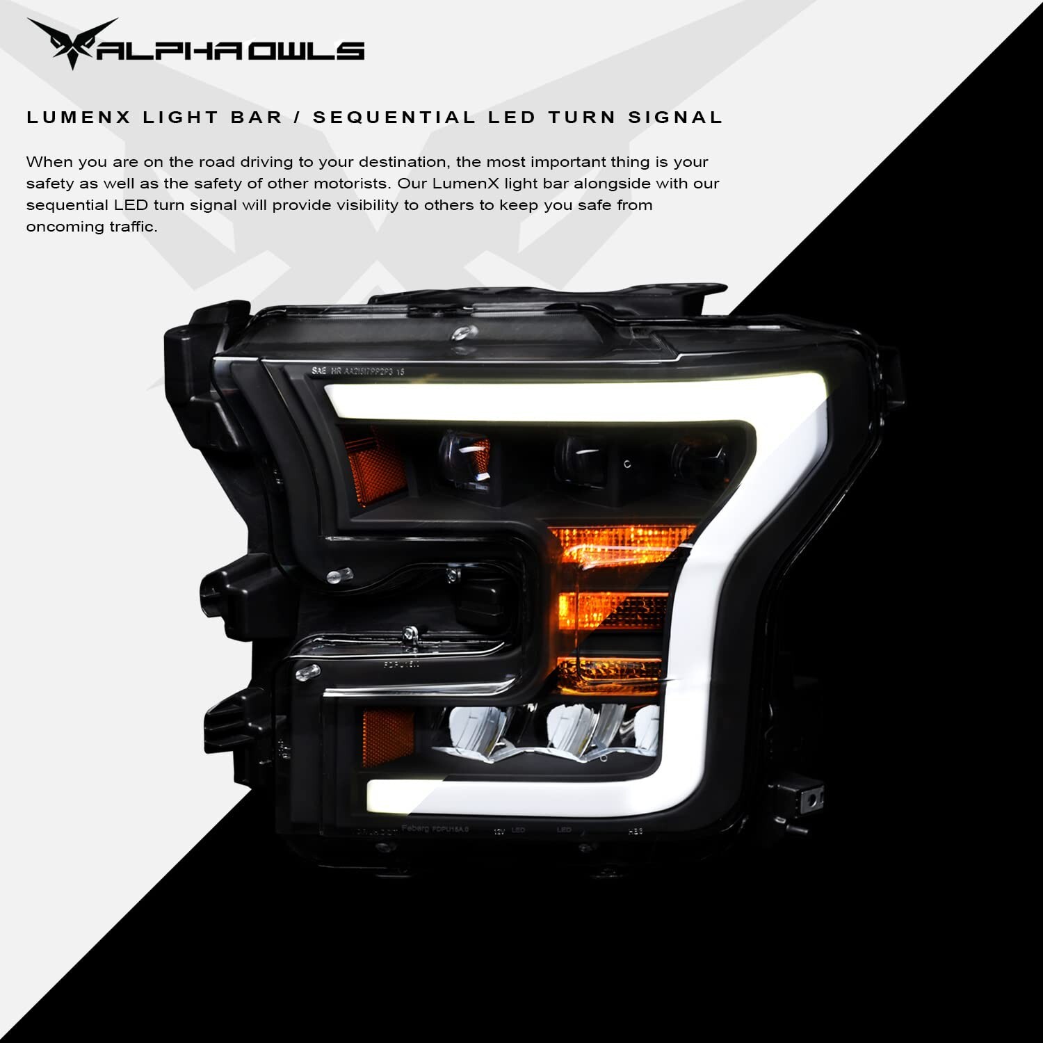 Alpha Owls 7180390 Tri-Pro Series Full LED Projector Headlights With White LE…