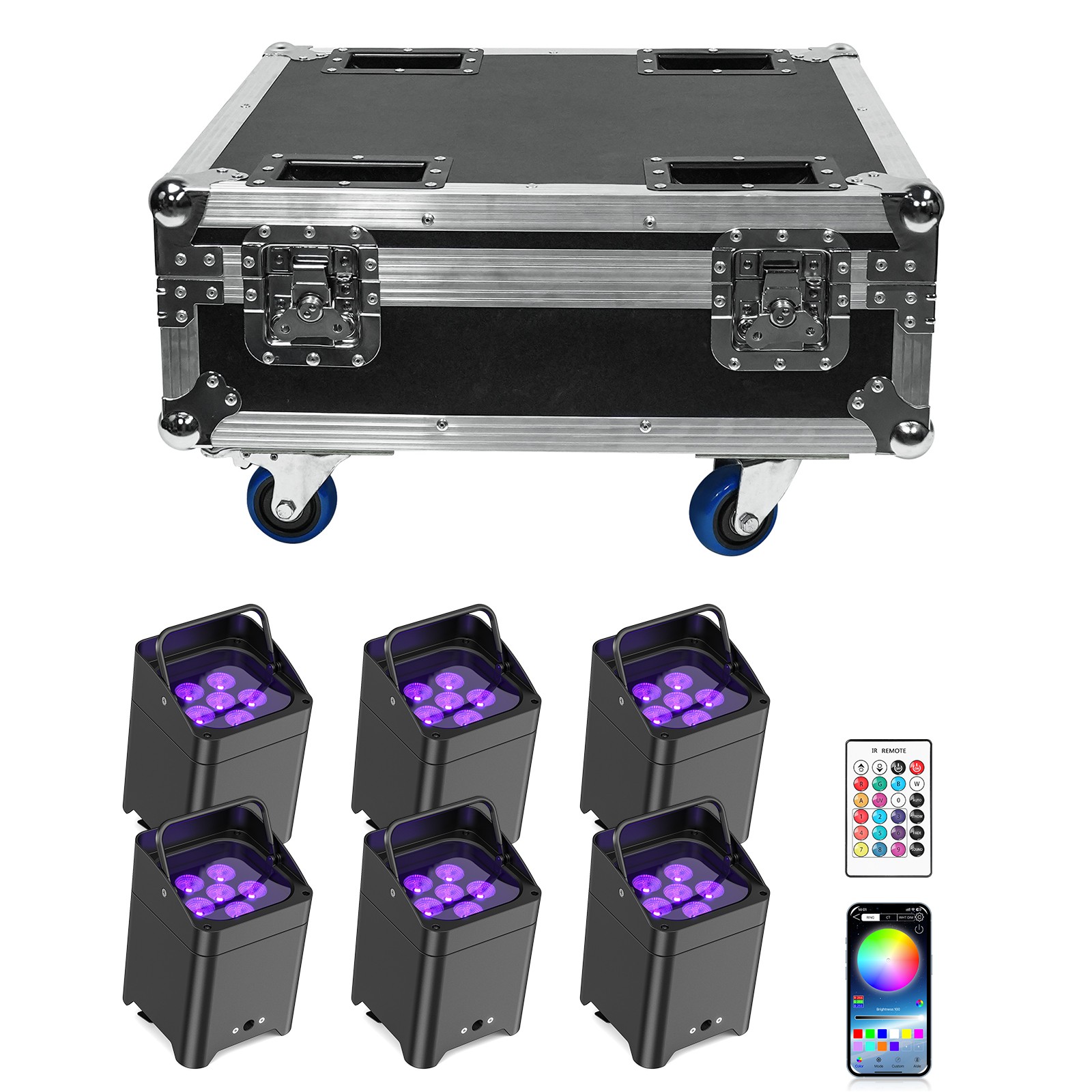10PCS 6X18W RGBWA+UV Stage Par Light DMX Rechargeable Wireless Battery Uplight