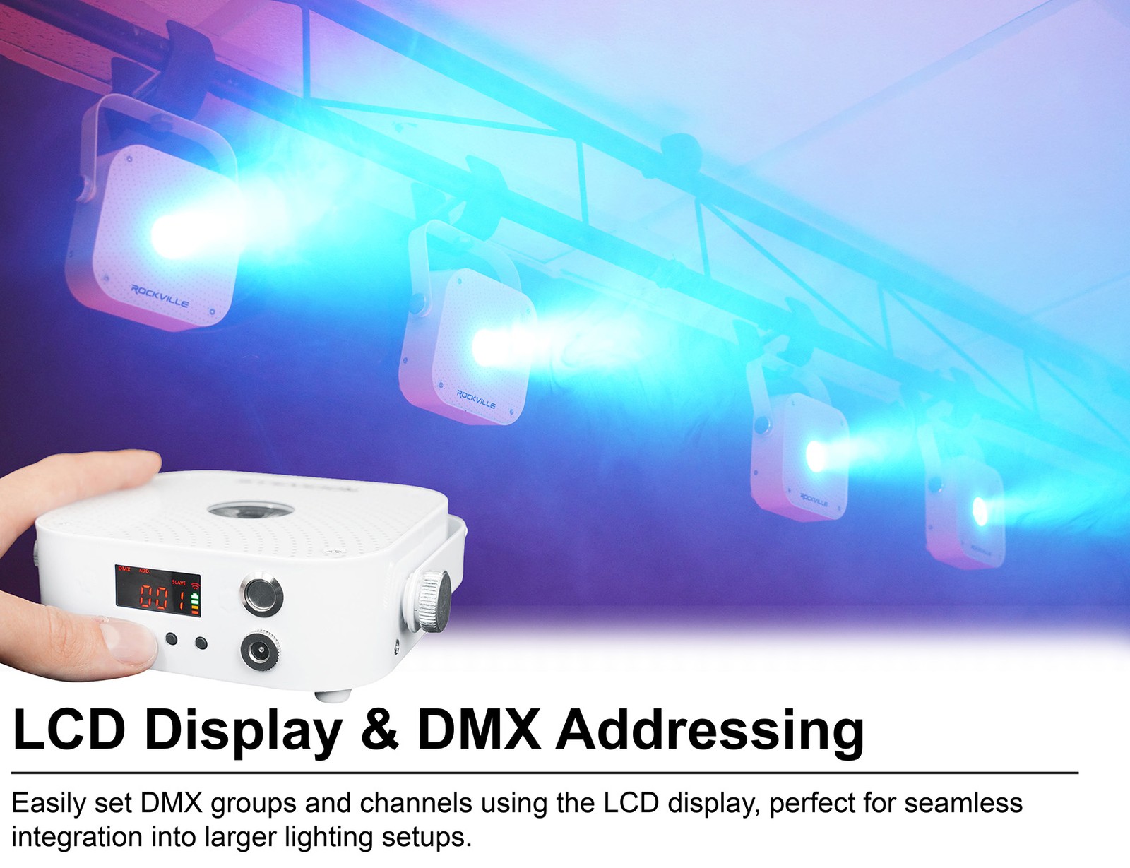 Rockville MINI RF1 V3 DJ/Party LED Par Wash Up Light+RF Remote+APP+Wireless DMX