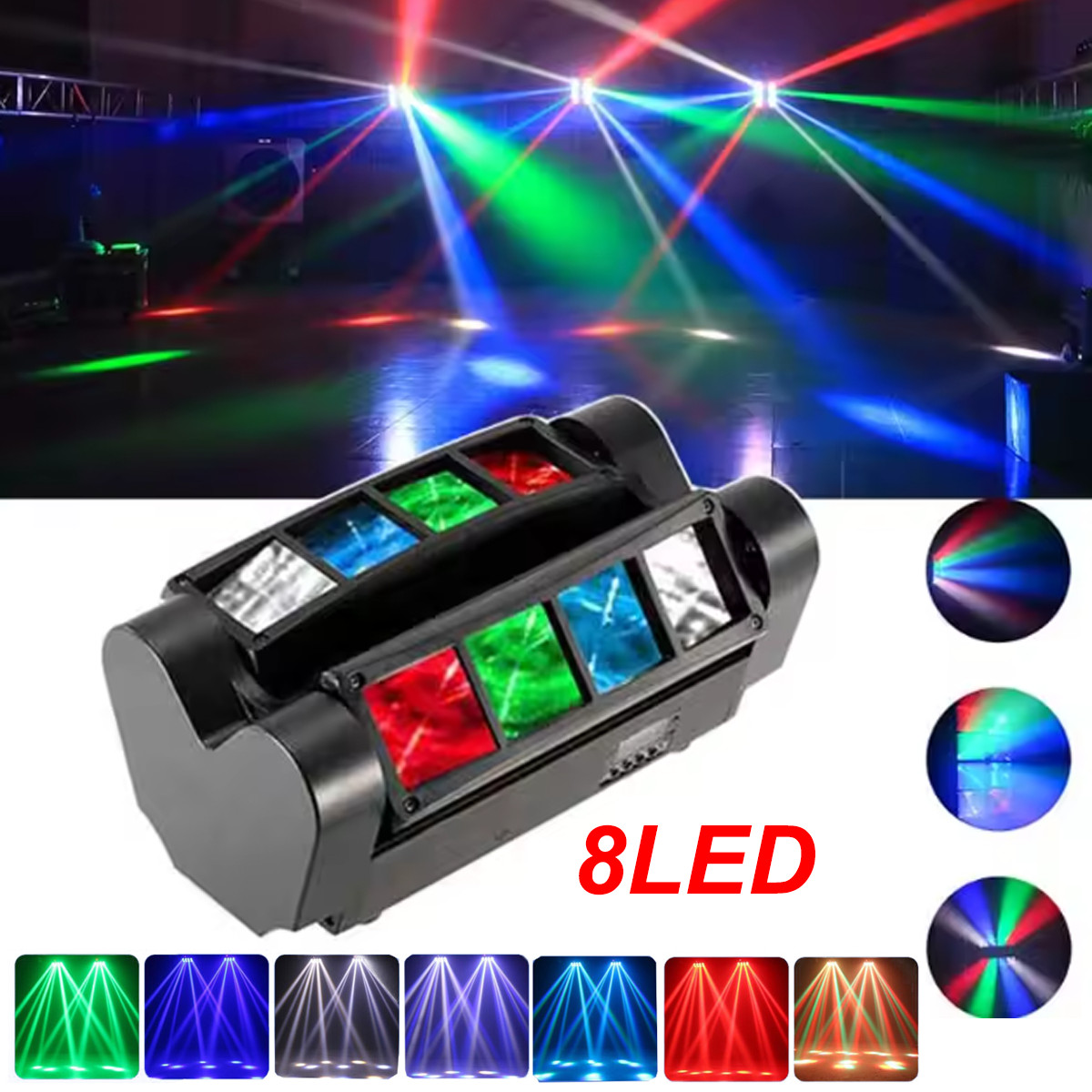Spider Moving Head Lighting Beam Stage DMX Disco Party DJ Lights RGBW 8LED