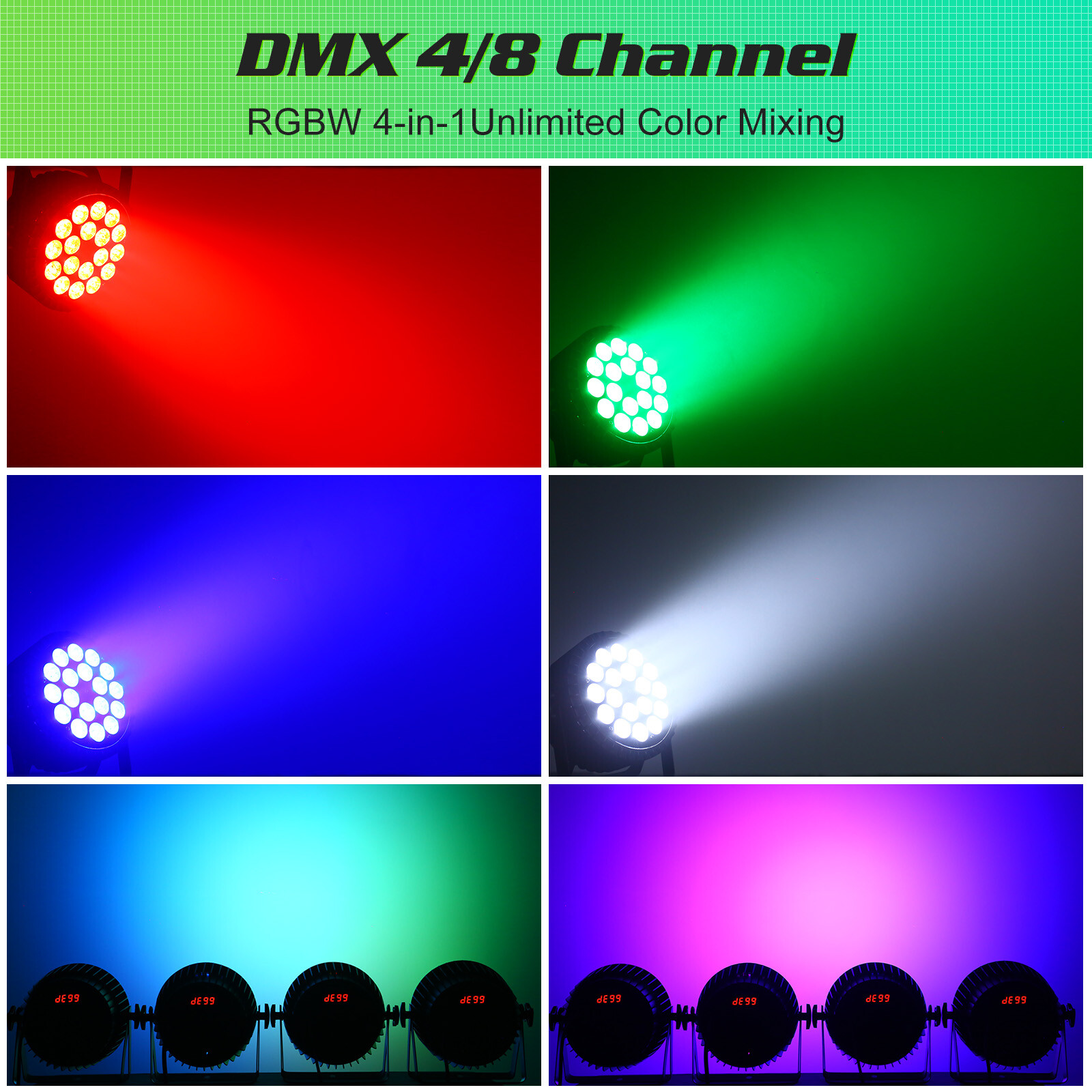 U’King 270W PAR Light 18LED Beam RGBW DMX Club DJ Disco Party Show Stage Lights
