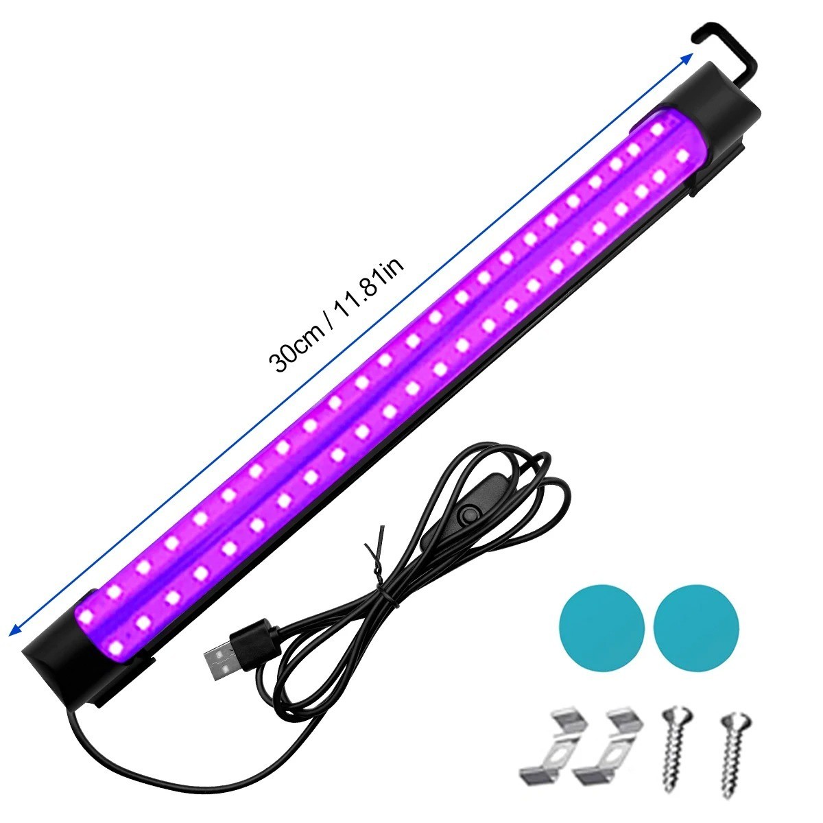 UV Black Light Bar Fixtures Ultraviolet Lamp Strip USB Plug DJ Party Club 48LED