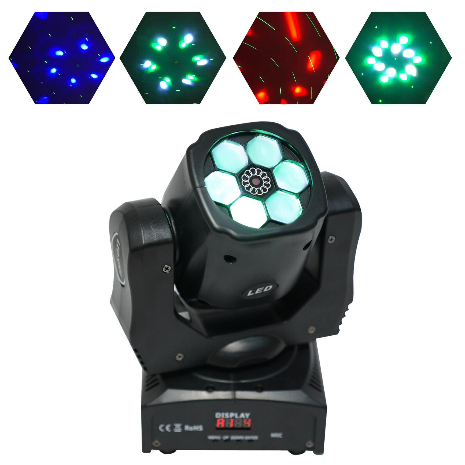 6 LED Bee Eye Laser Moving Head Light DMX512 Beam Stage Light DJ Disco RGBW 100W