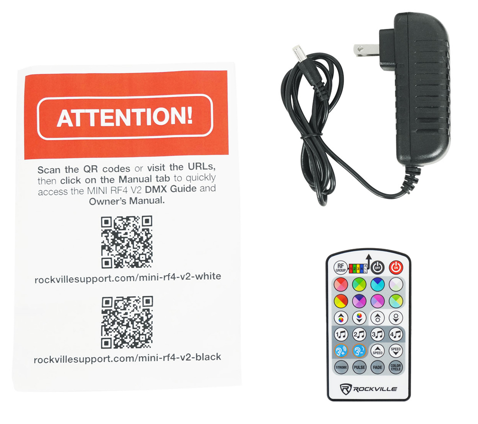 Rockville MINI RF4 V2 Black Pro DJ Par Wash Up Light+RF Remote+APP+Wireless DMX