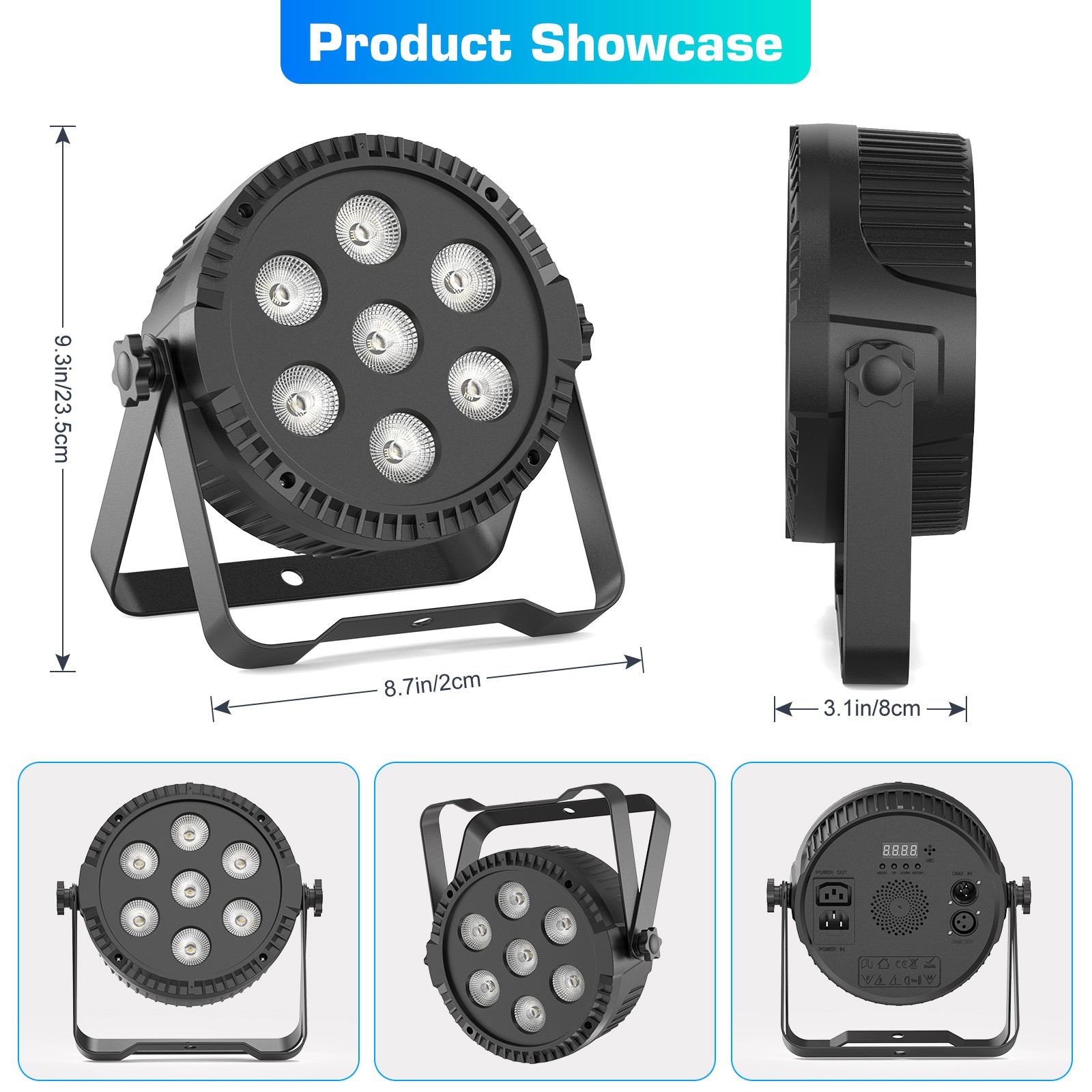 7LED RGBW Stage PAR Light Beam DMX Party DJ Strobe Effect Voice-activated Remote