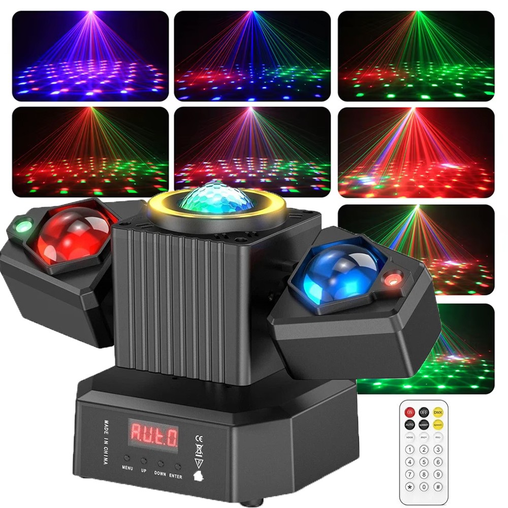 50W LED DJ Disco 2-Arm Moving Head Light RGBW LED Laser Effect DMX Stage Lights