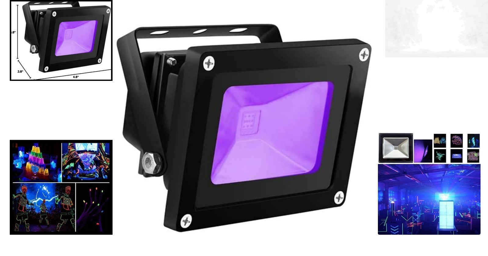 10W UV LED Black Light Floodlight Waterproof for Parties, Fluorescent Effect…