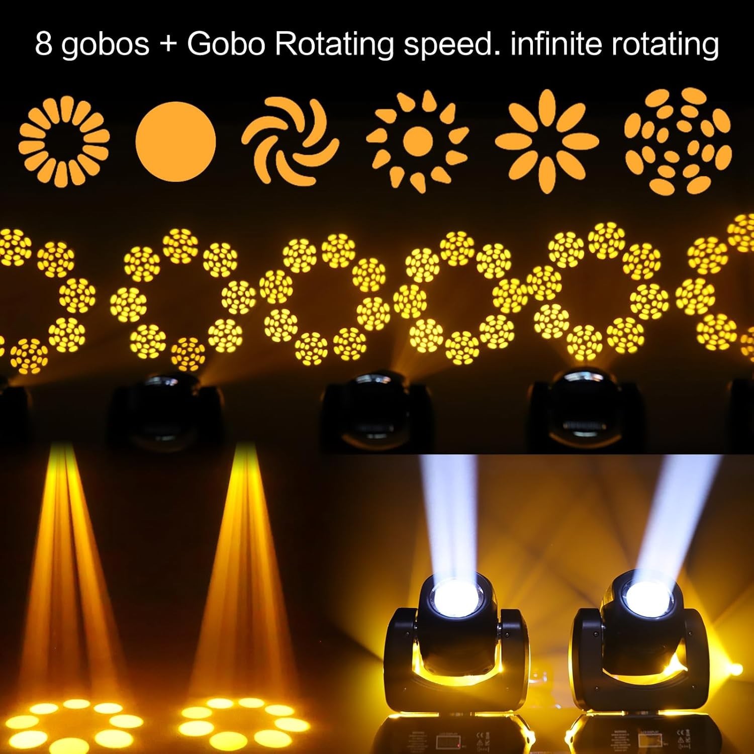 Moving Head Stage Lights 120W LED Dj Lights 8 Gobos 8 Colors Infinite…