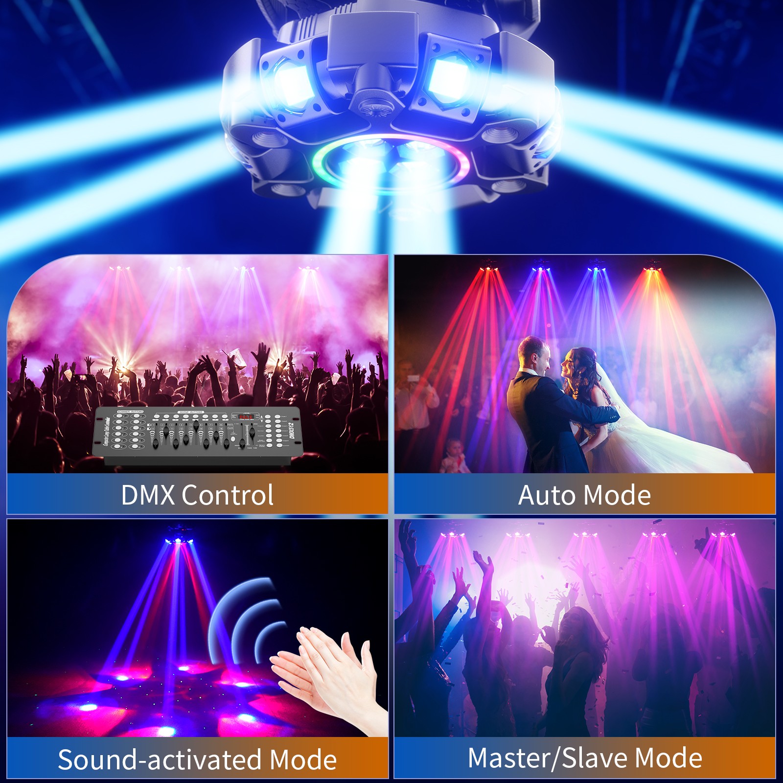 180W Moving Head Light DMX RGBW 10 LED Strobe Stage Laser Beam Effect Lighting