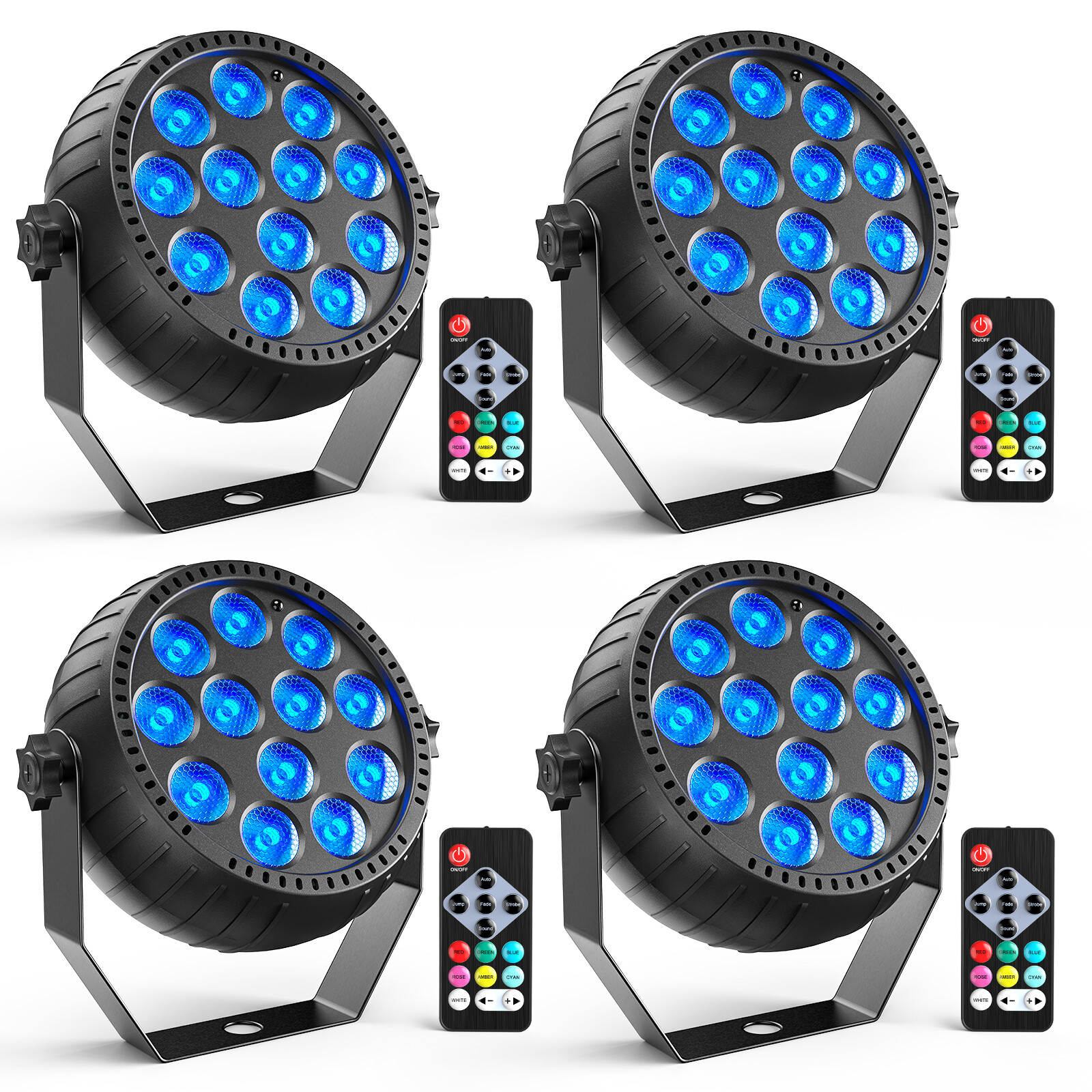72W 12 LED Rechargeable Stage Par Lights RGB Battery Powered Party Lights DMX