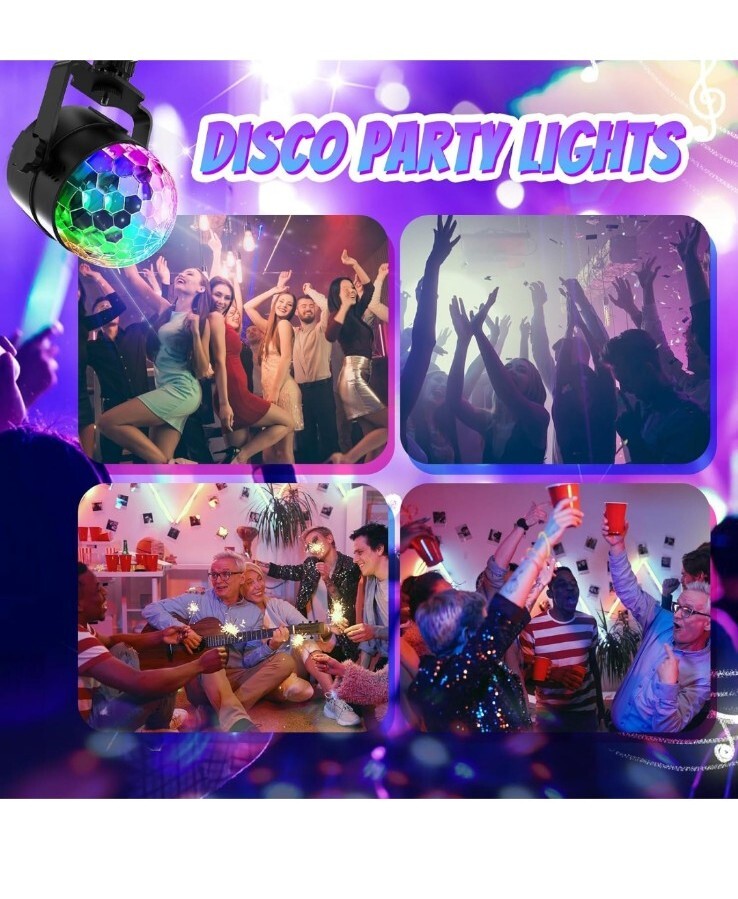 Sound Activated Disco Ball Strobe Ligths with Remote Control for Parties