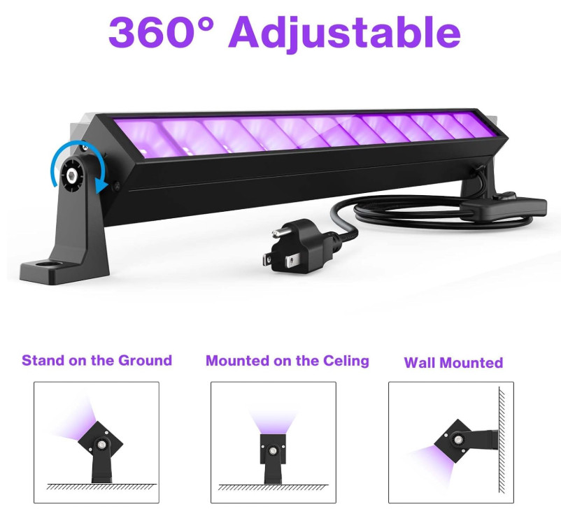 40W LED Black Light Bar for Glow Party, Blacklight with Plug &Switch, Each Light