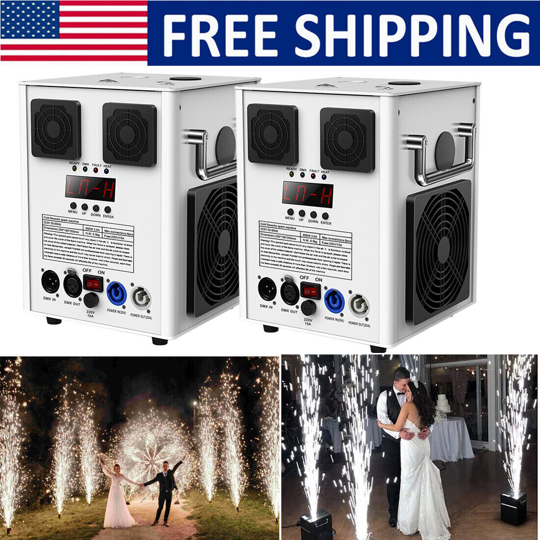 2PCS 700W Cold Spark Machine Stage Effect DMX DJ Party Wedding+Remote Control