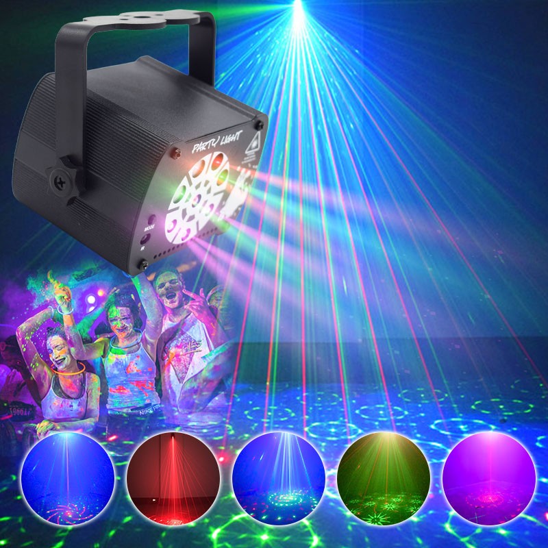 UV effect Stage Light LED 8 Hole Laser Projector RGB DJ Disco KTV Voice control