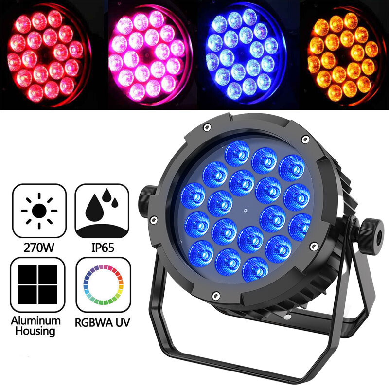 IP67 Waterproof 18x15W RGBWAUV 6 in 1 Led Par Light Stage Lights