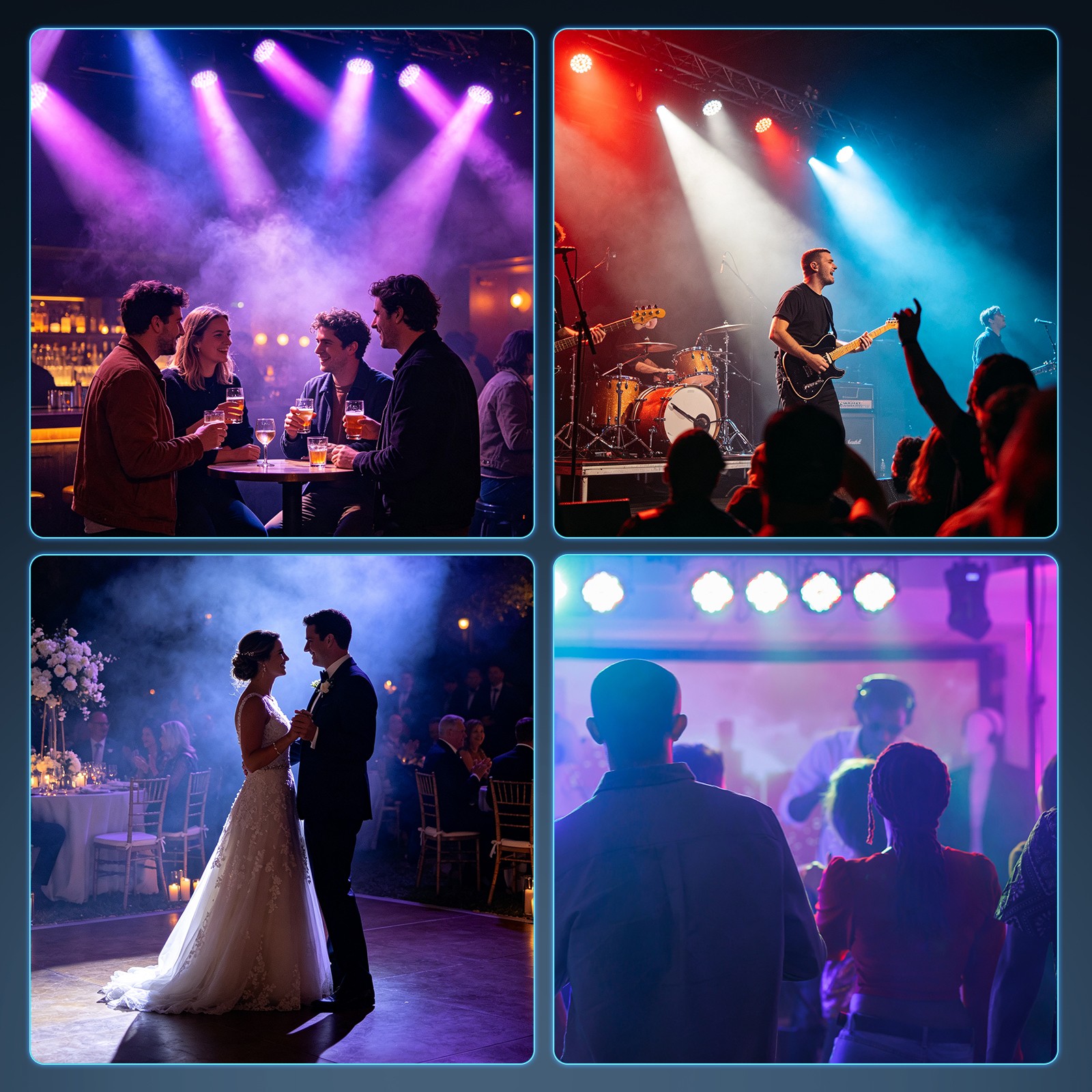 60LED 180W Rechargeable Par Light Battery Powered Wireless DJ Uplights W/Remote