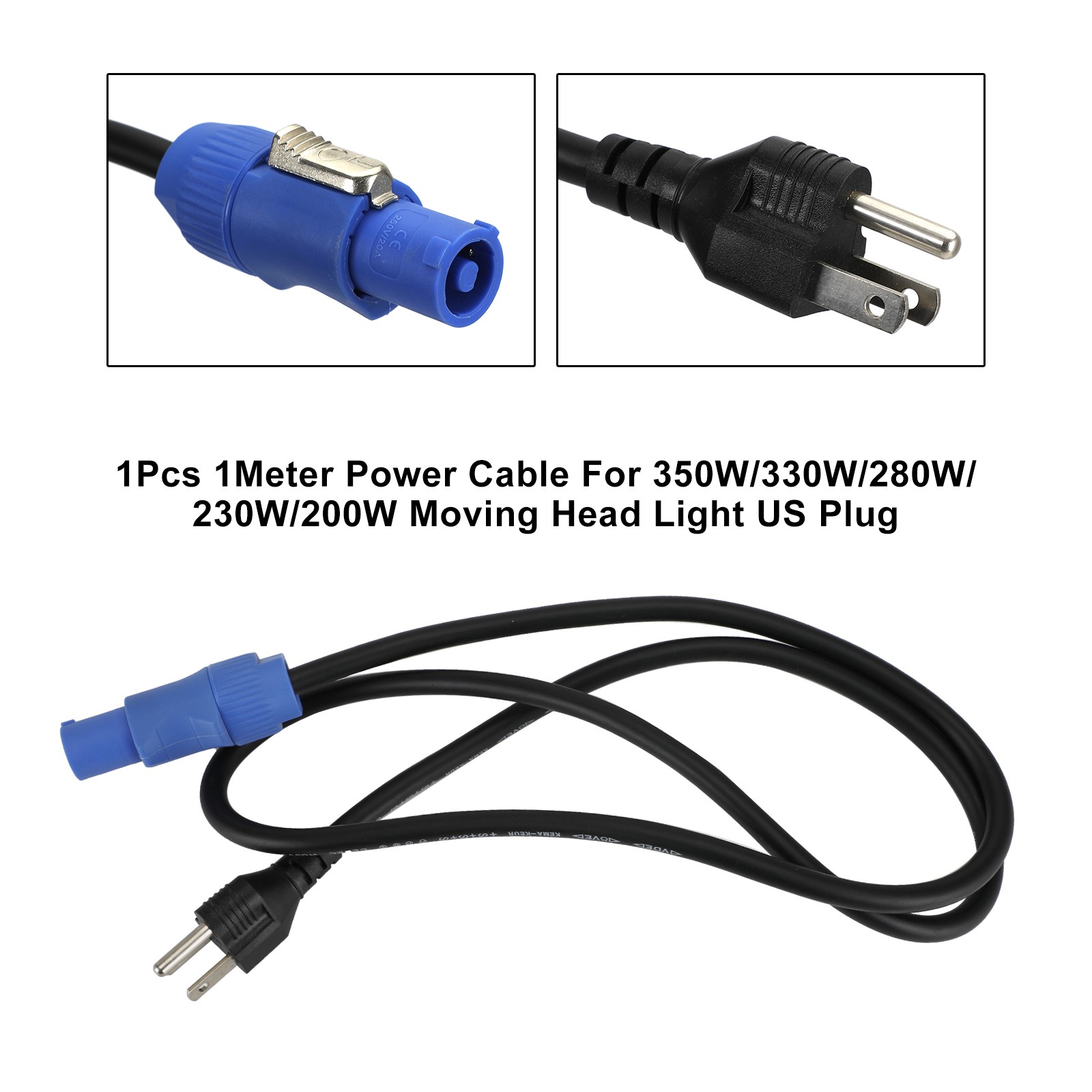 1Pc 1Meter Power Cable For 350W/330W/280W/230W/200W Moving Head Light US Plug