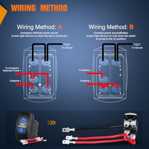 Rocker Switch Led Light Bar 5 Pin Laser On Off | SPST Switches Fan Override