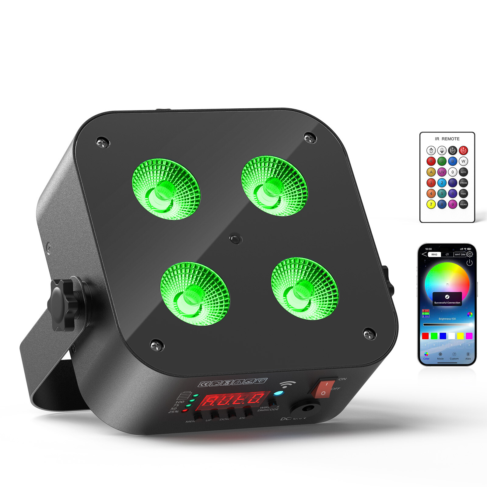 4x25w RGBWA UV Par Lighting LED Stage Light DMX Party DJ Disco Show Bar w/Remote