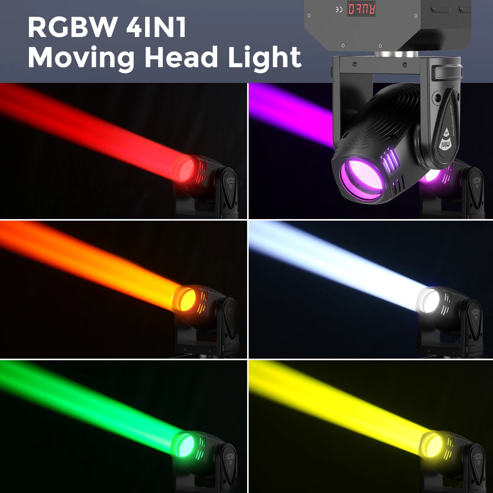 100W Beam Moving Head Light Mini RGBW 4IN1 LED Beam Stage Light DMX512 Sound Act