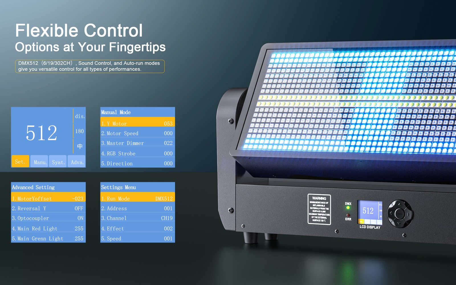 200W RGB Moving Head Lighting 864 LED Strobe DMX Beam Light Bar DJ Party
