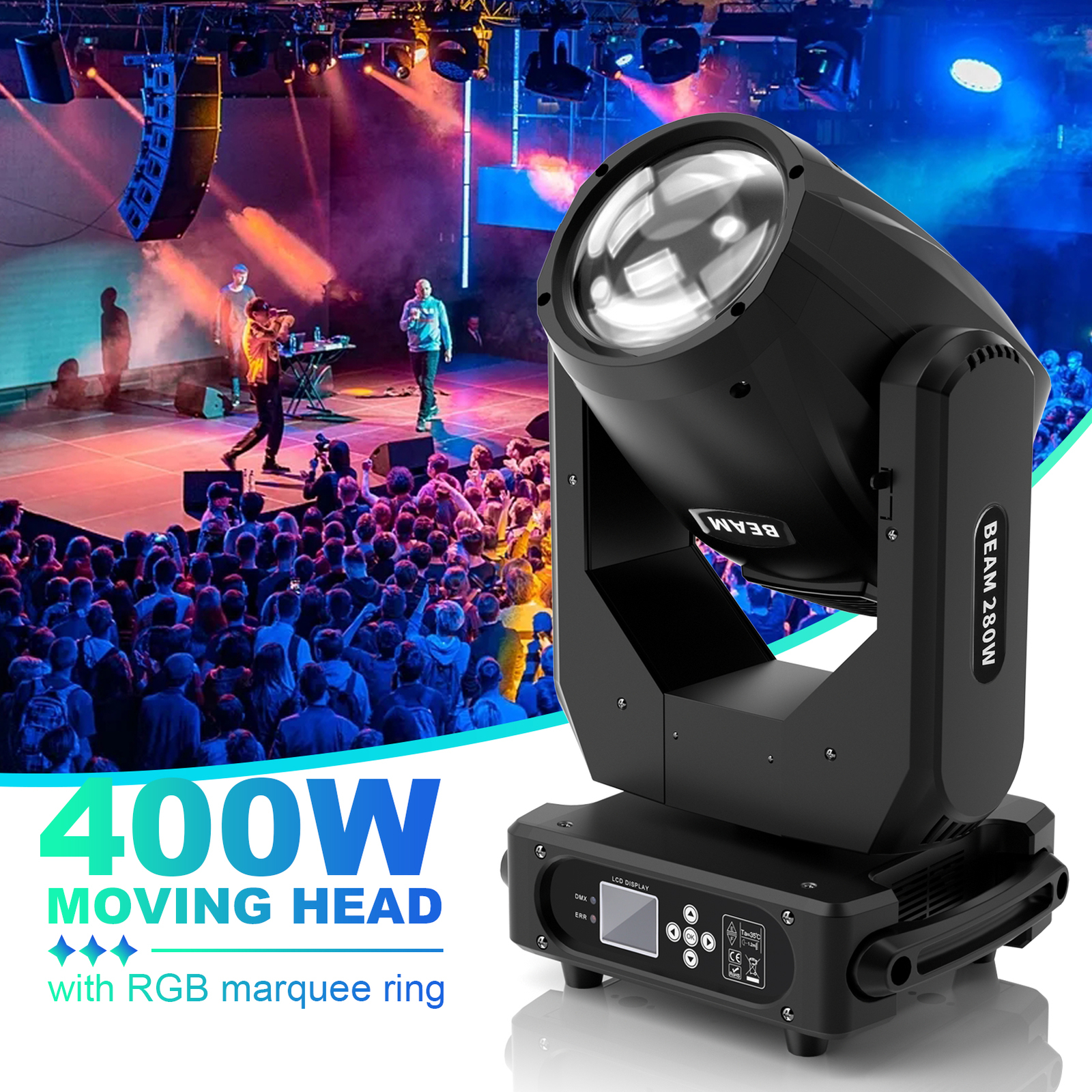 280W 10R Beam LED Moving Head Light Prism 17Gobo RGBW Spot Lighting DJ Show Bar