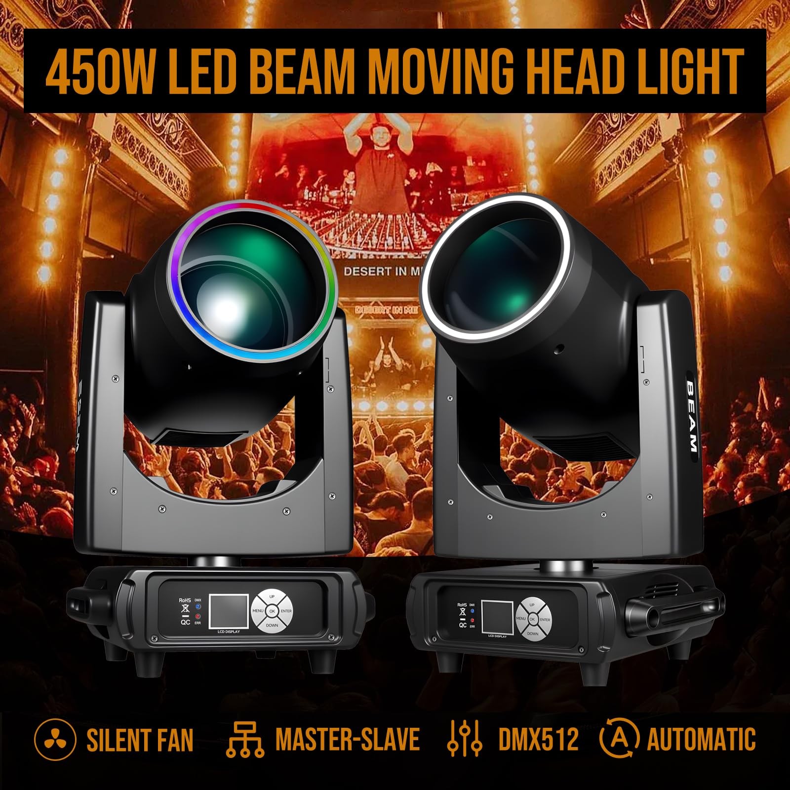 MINGJIE 450W Moving Head Beam Light, DMX Stage Lighting