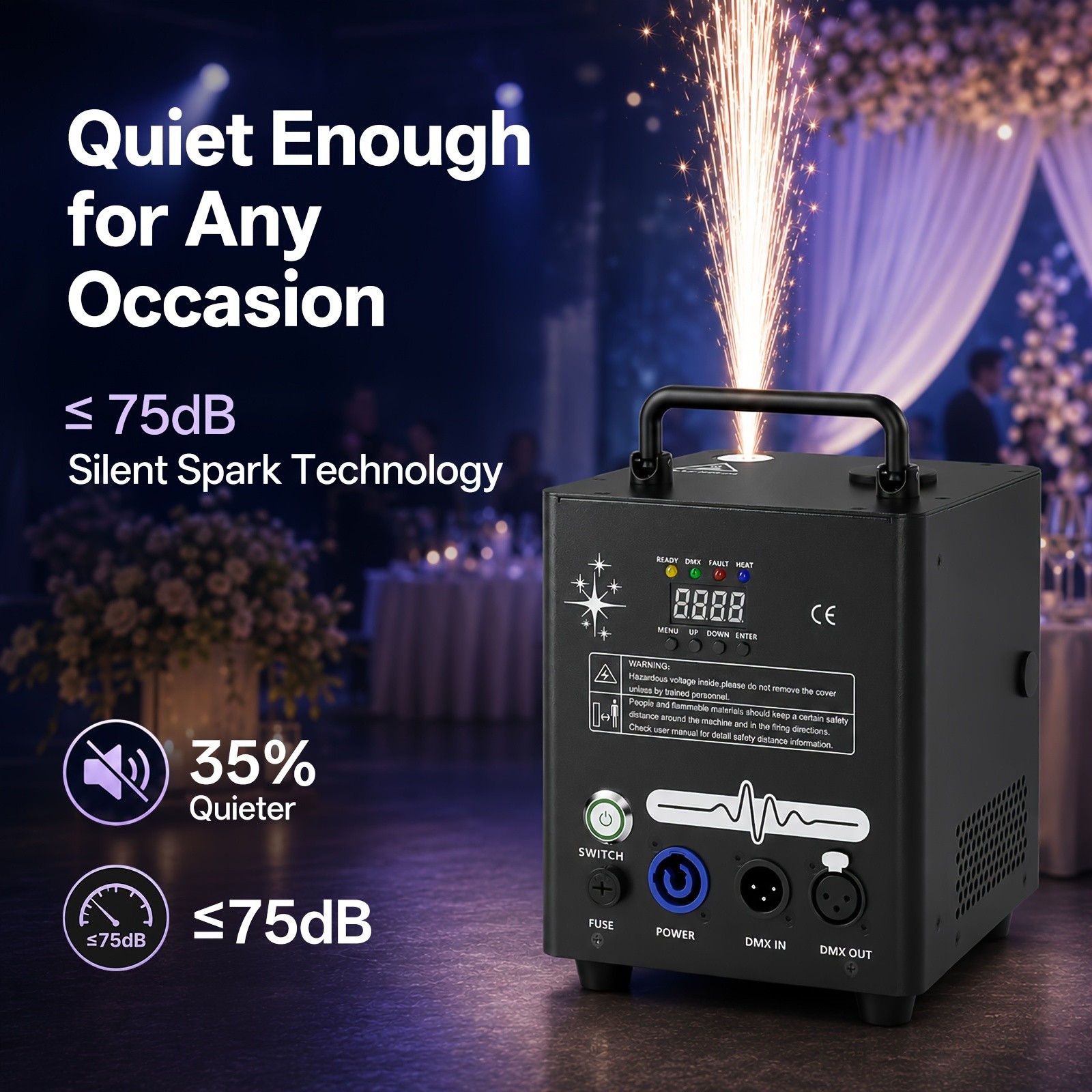 500W Cold Spark Machine Stage Fountain DMX 4-Level Wedding Party