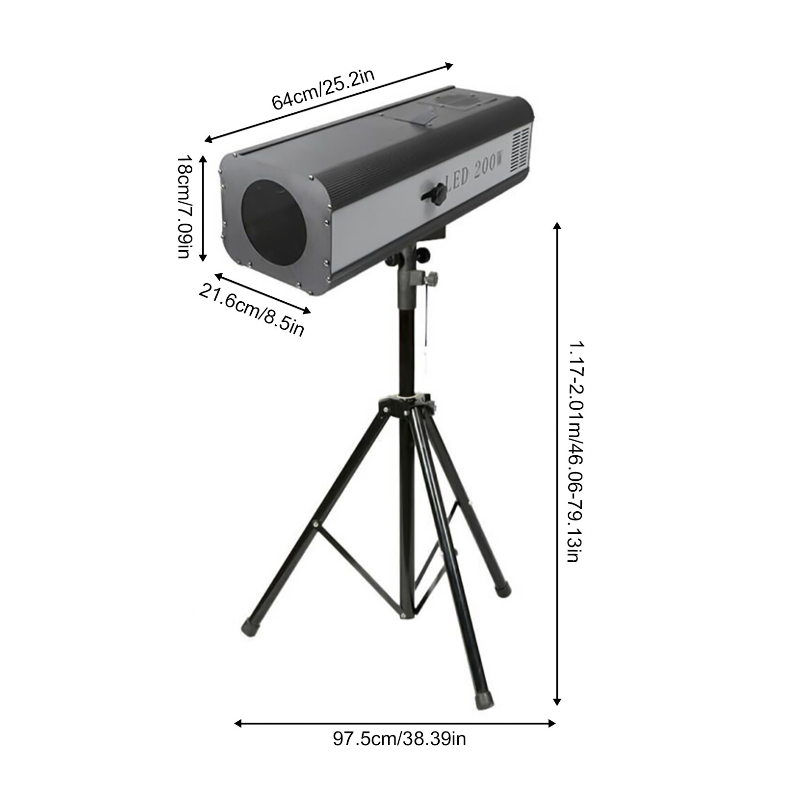200w 110V Corded Electric Follow Spot Light & Support Stand Manual Control