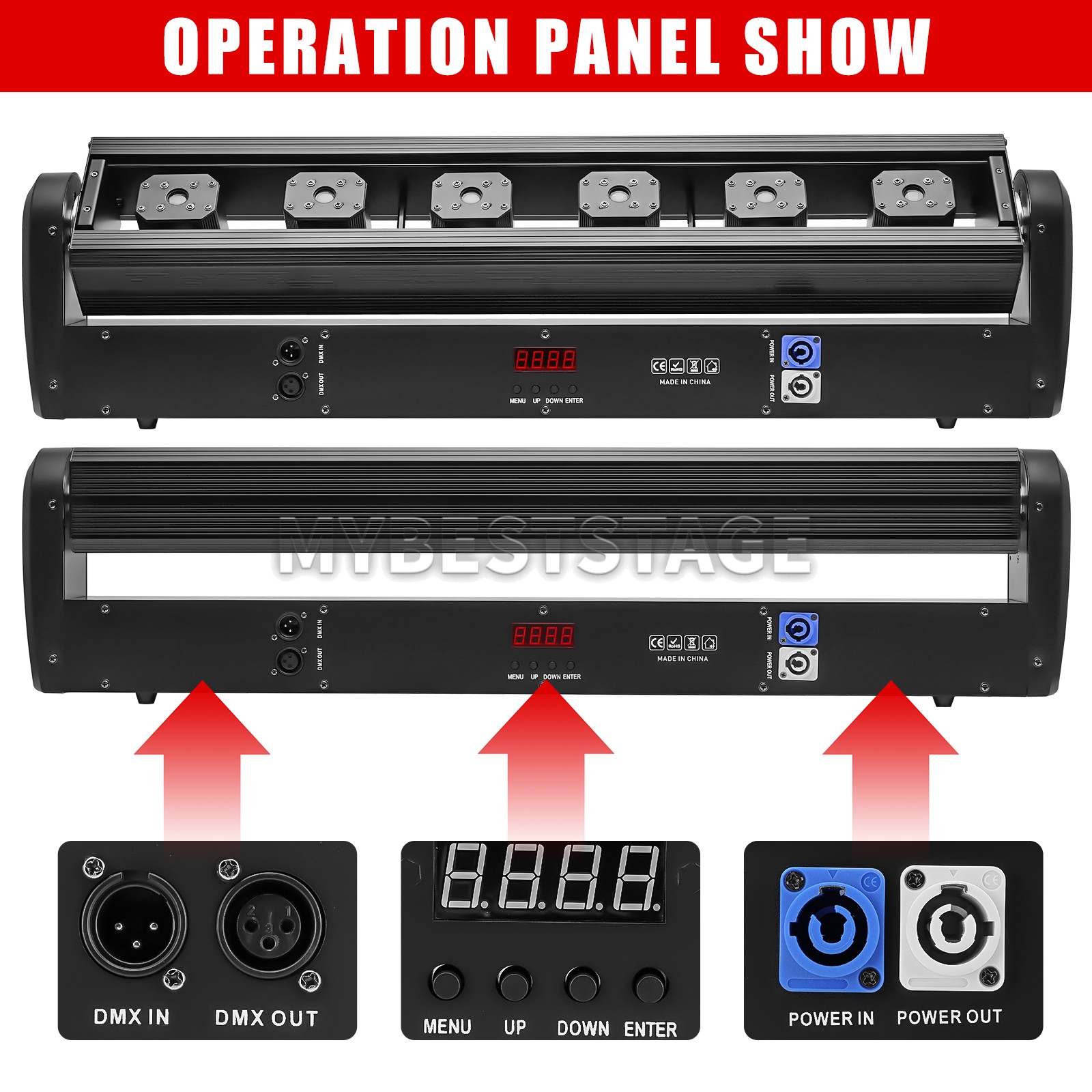 PAIDUN 6x500mw Full Red Laser Moving Head Light Bar DJ Disco Music Show Event