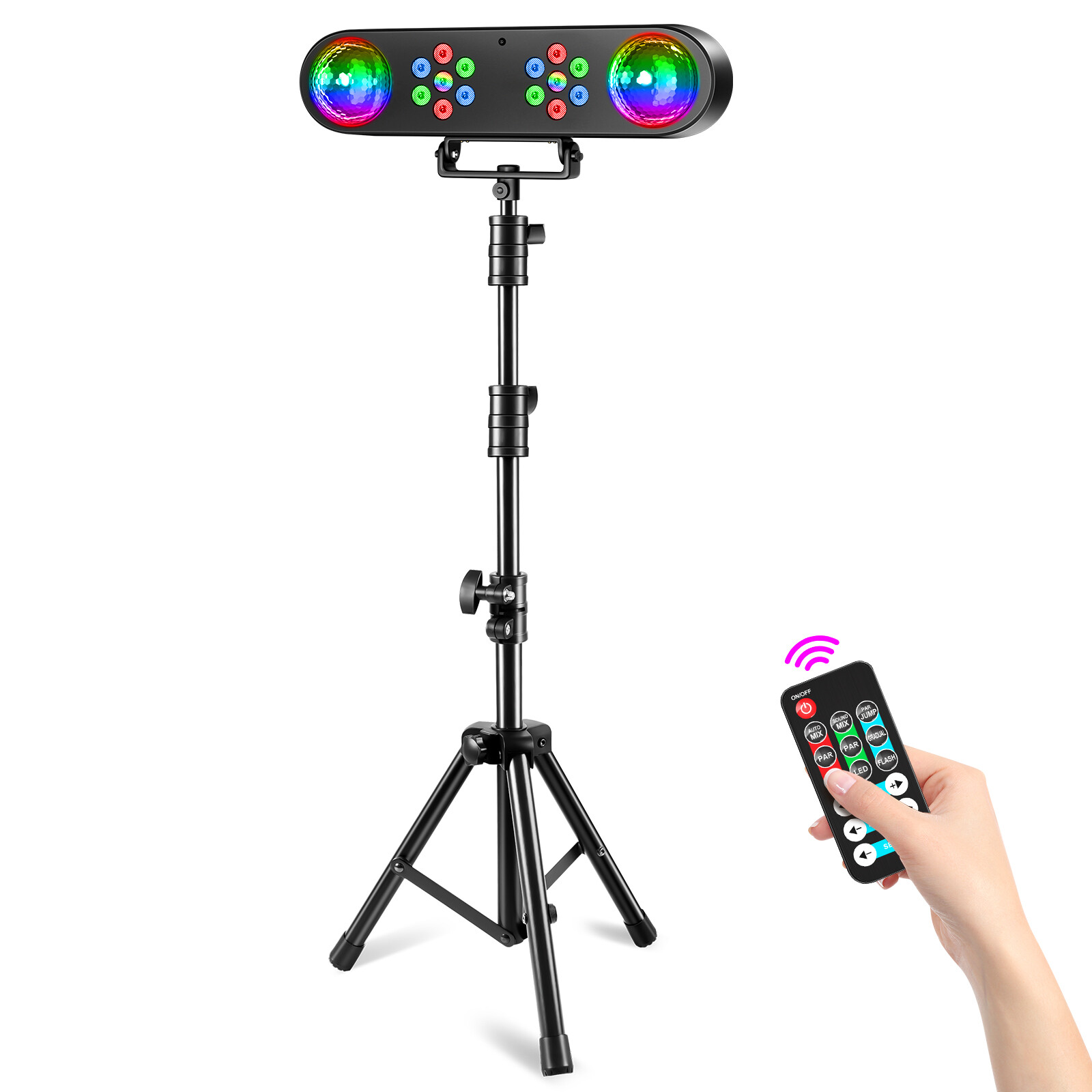 2PCS RGB Stage Lights with Stand Strobe LED Party Light Par Magic Ball DJ Light
