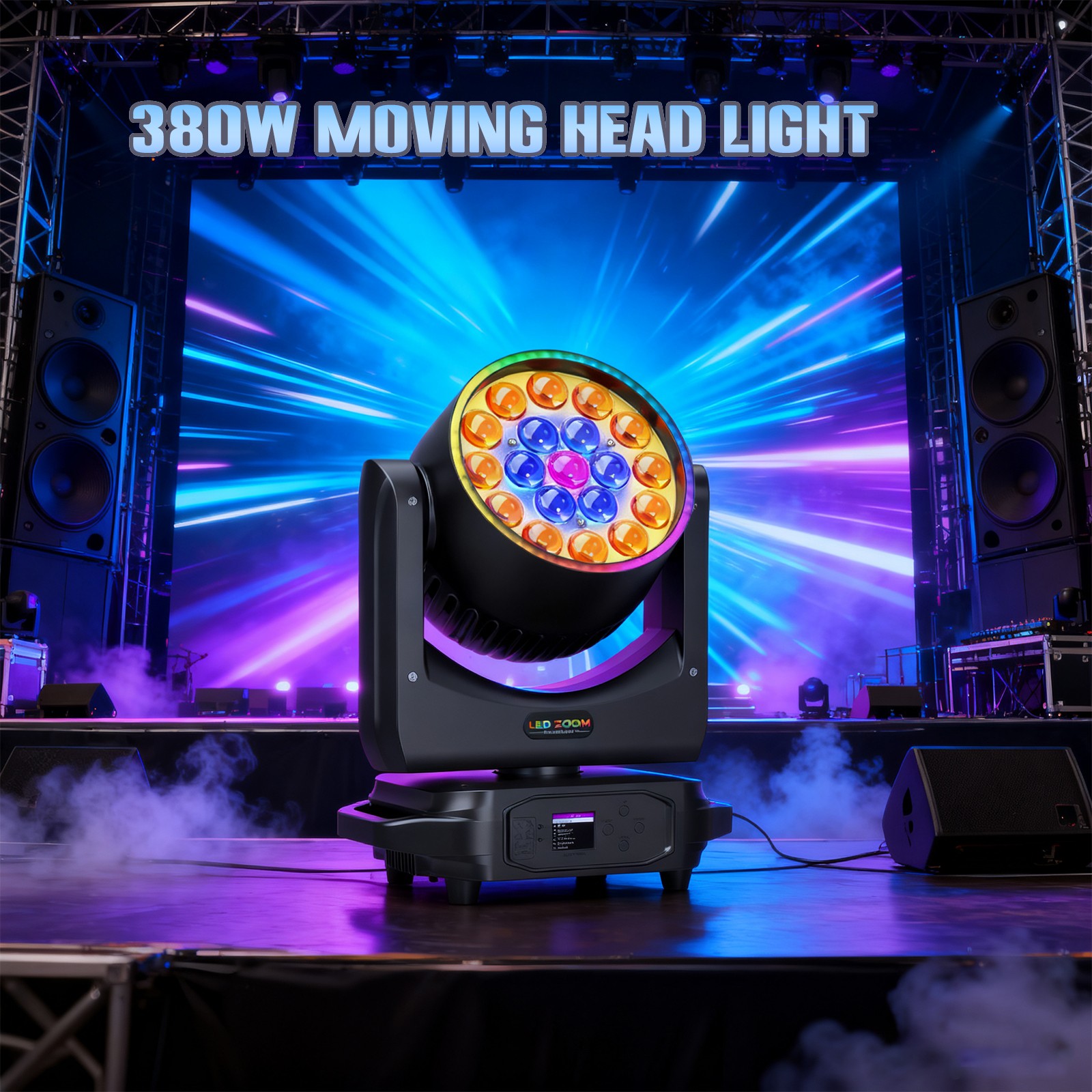 380W LED Zoom Moving Head Stage Light RGBW DMX Wall Wash Lighting DJ Wedding