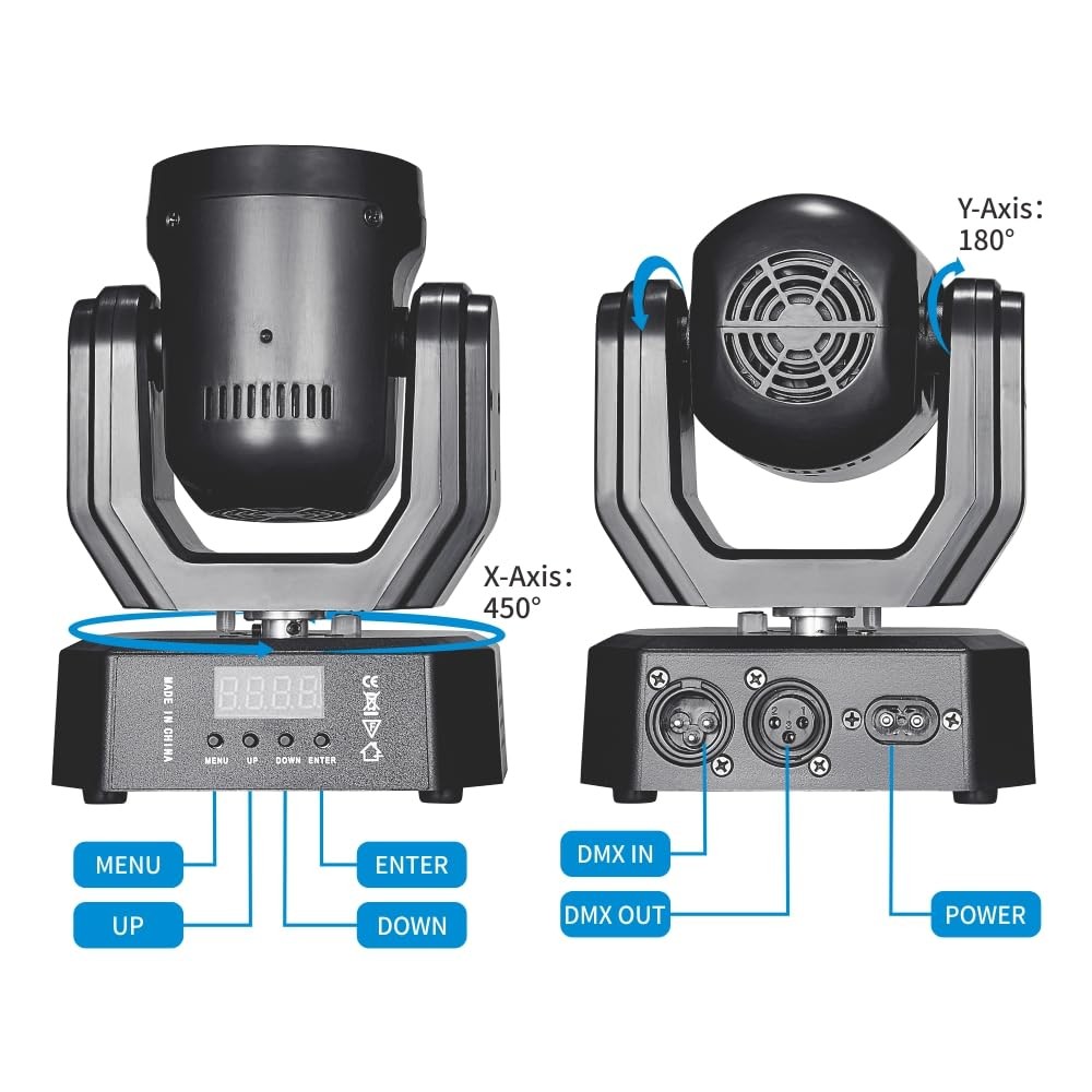 Mini Moving Head Lights, 30W Compact DJ Stage Lights with Remote