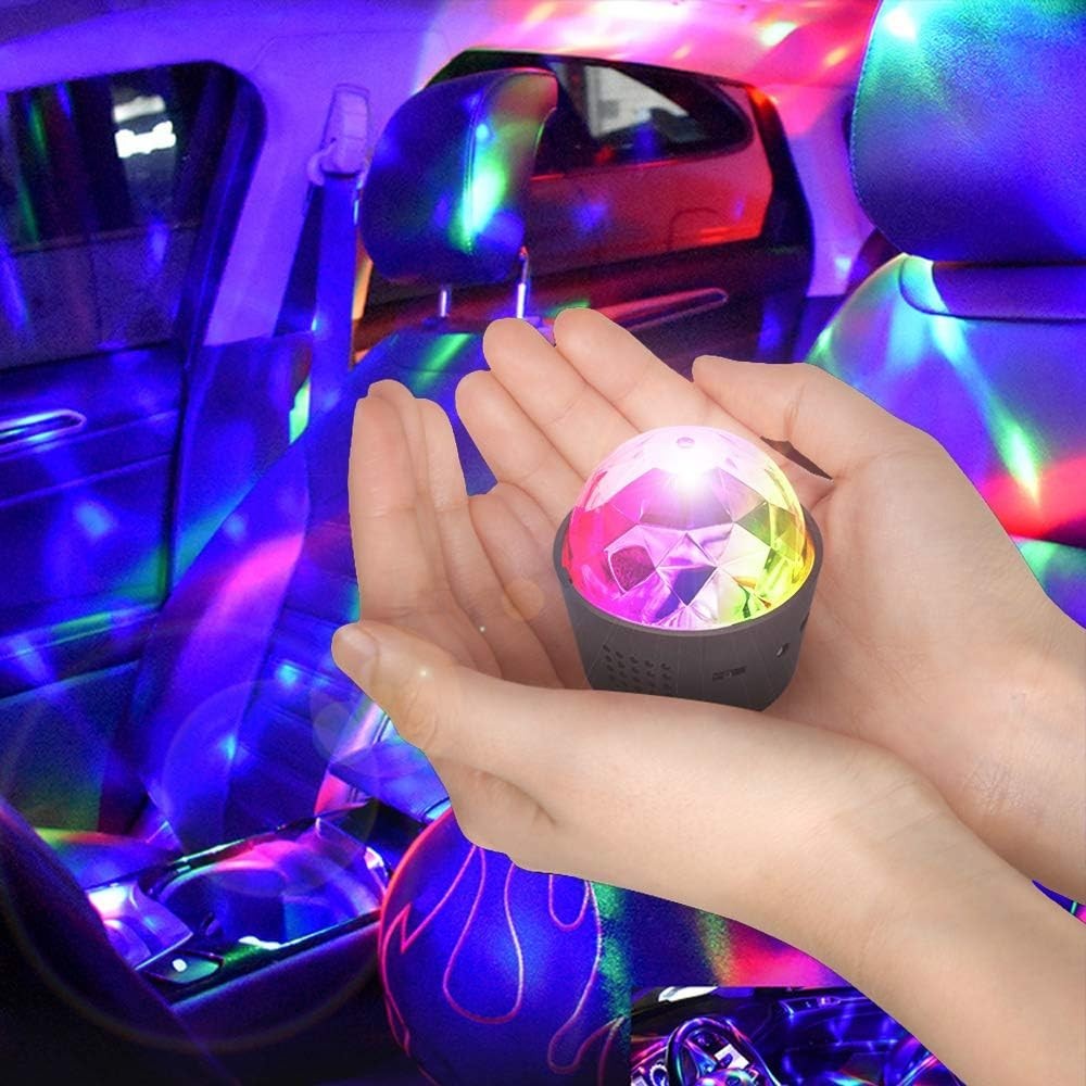 Disco Ball for Car Disco Lights with Sound Activated Multicolor Lights Mini Disc