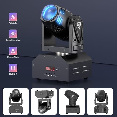 Beam Moving Head Light,RGBW LED Mini Party Light Stage Lighting Black-2 Pack