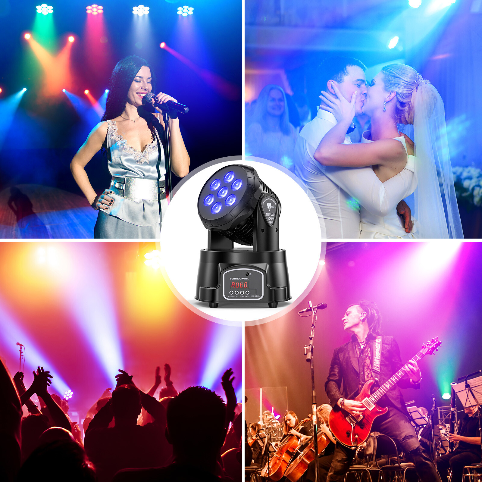 105W 7 LED RGBW Moving Head Lights Beam Wash Stage Lighting DJ Party Disco Show