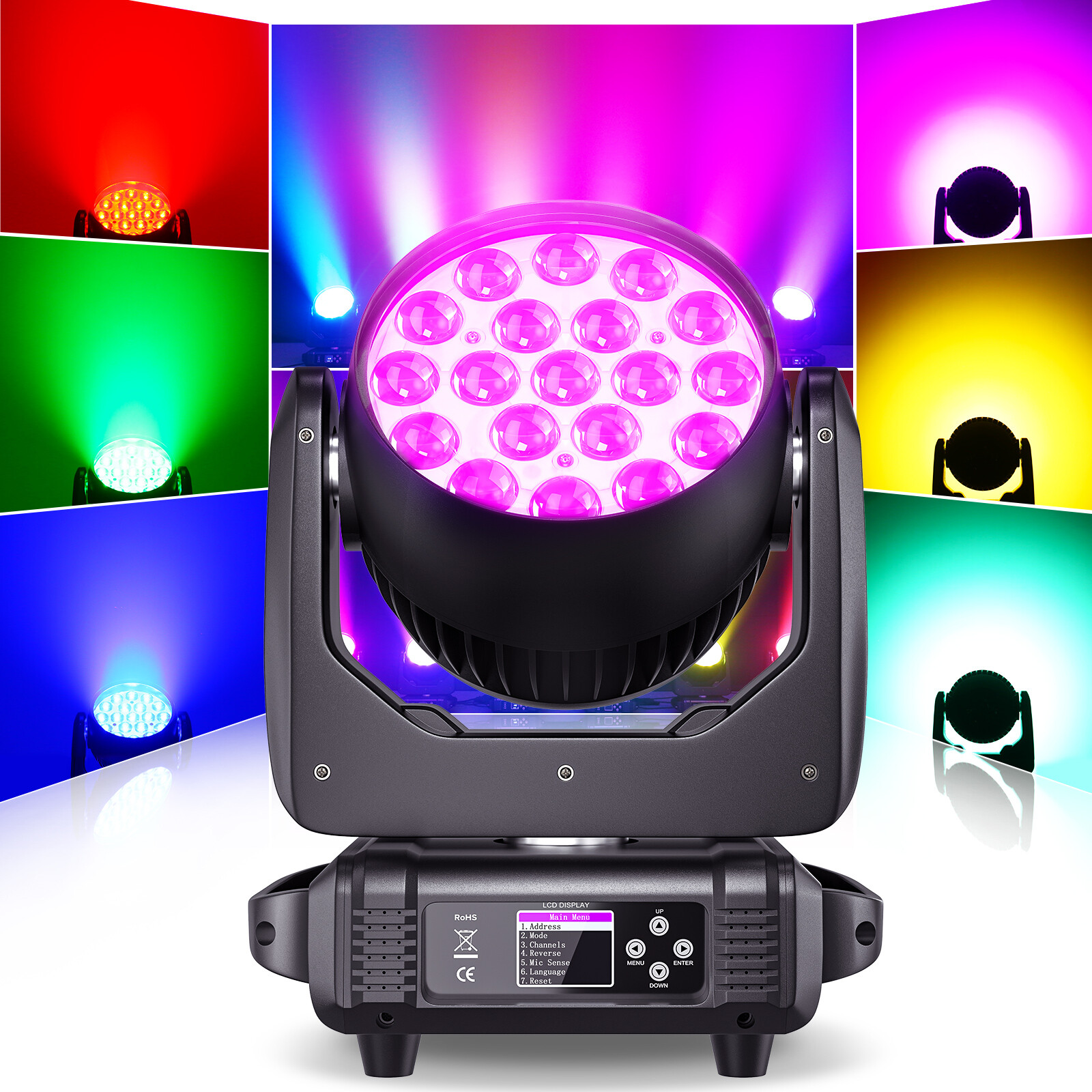 19x15w RGBW 4in1 LED ZOOM Moving Head Beam Light Stage Lighting for dj disco