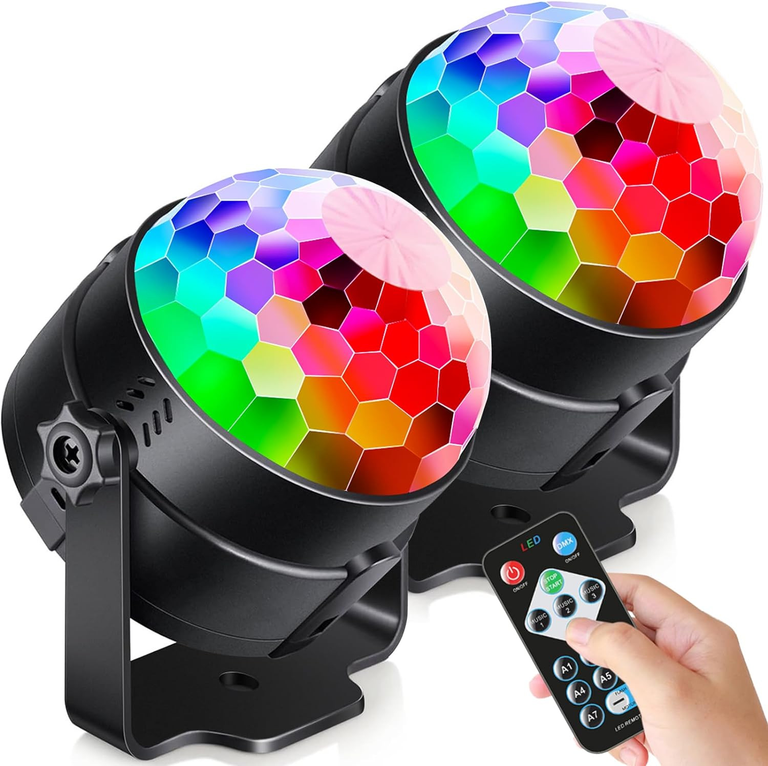 [2-Pack] Sound Activated Party Lights with Remote Control Dj Lighting, RGB Disc