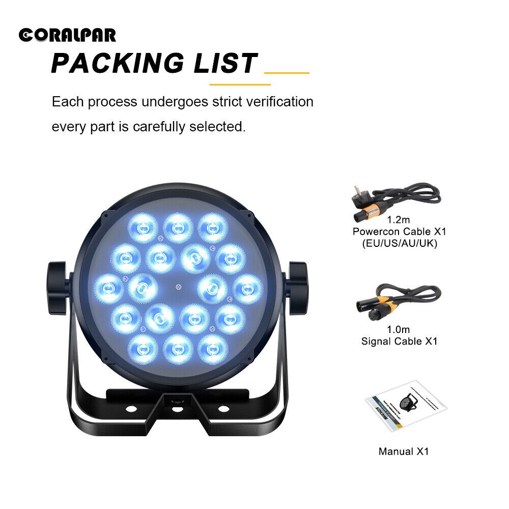 SHEHDS 4PCS/8PCS Waterproof LED 18x12W RGBWAUV 6in1 Wash Par Lighting Park Bar