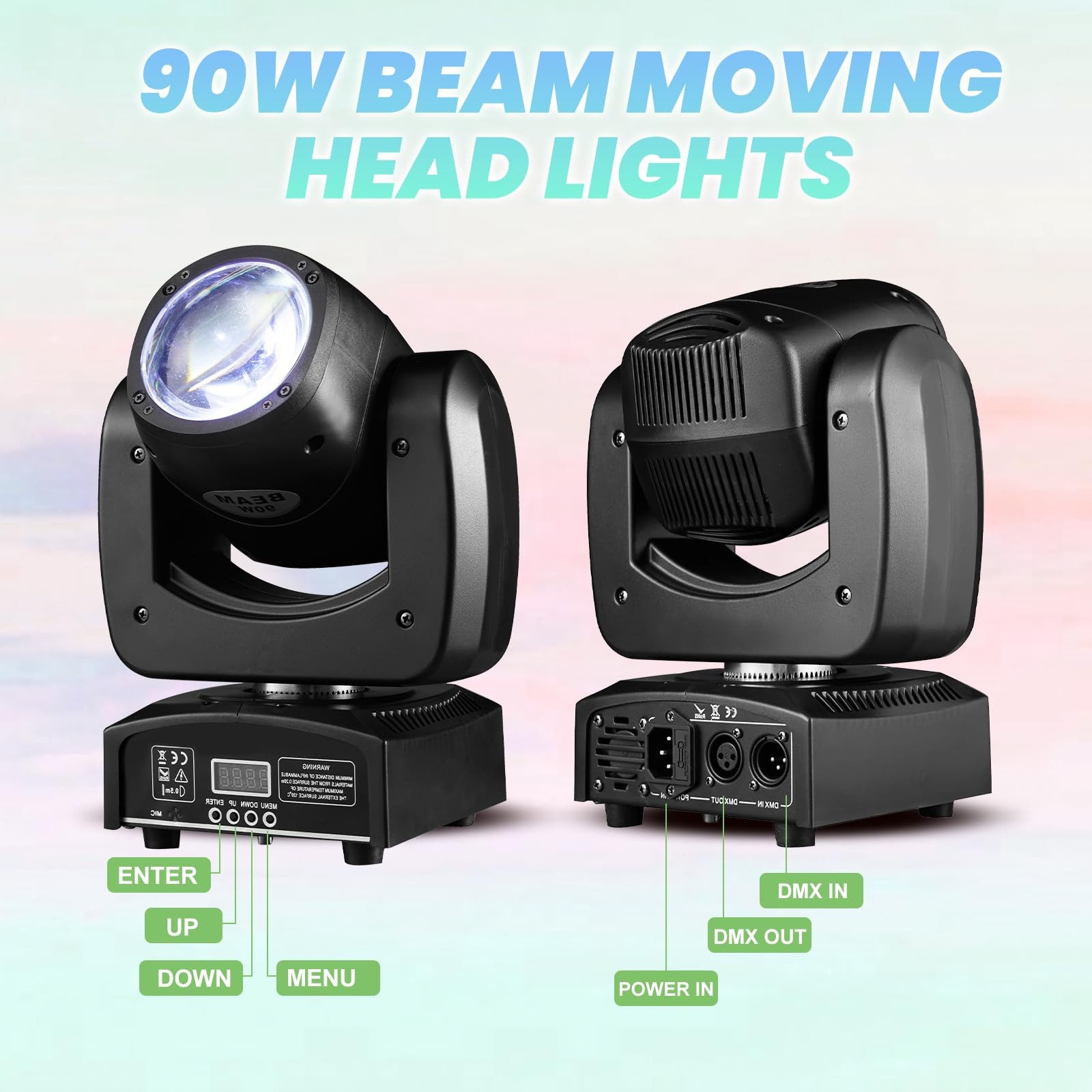 90W LED Moving Head DJ Lights Mini Beam Stage Lights Super Bright Spot RGBW 4…