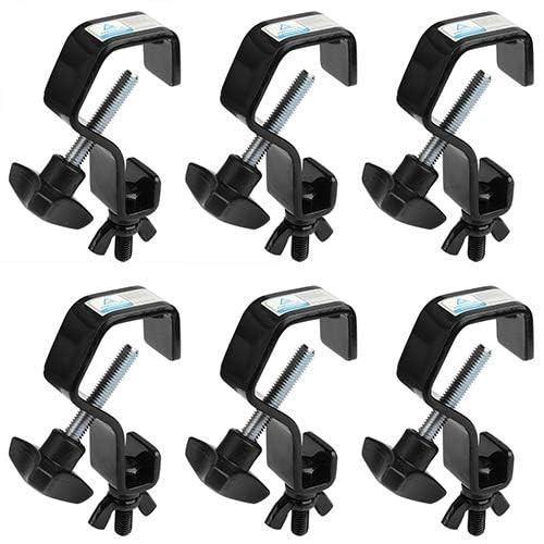 6 Pack Black Truss Clamps Stage Light Hook, Heavy Duty Iron C Clamp Fits Pipe OD