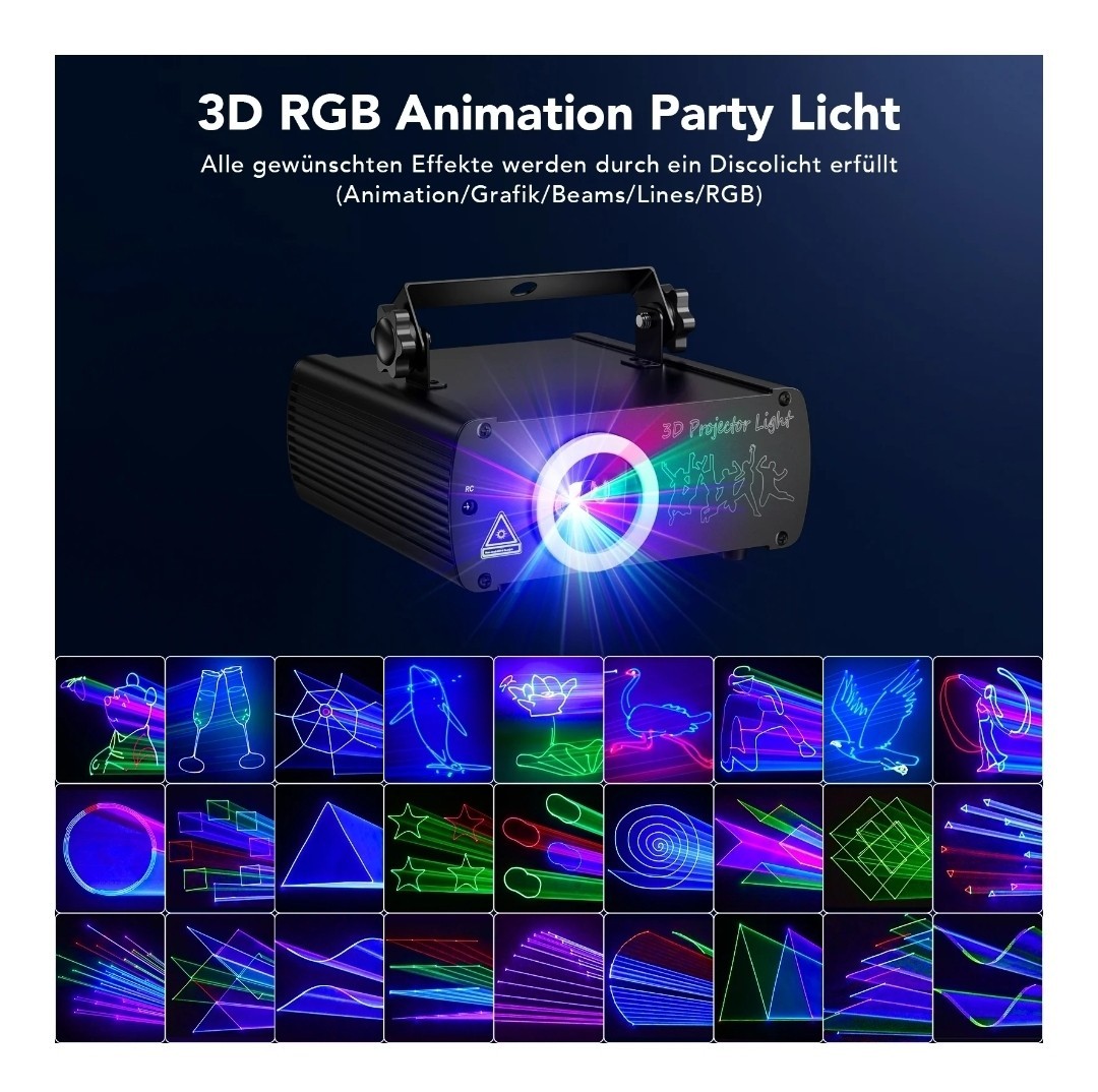Ehaho L2600 3D RGB Laser Party Light DMX512 Sound Activated DJ Stage Remote