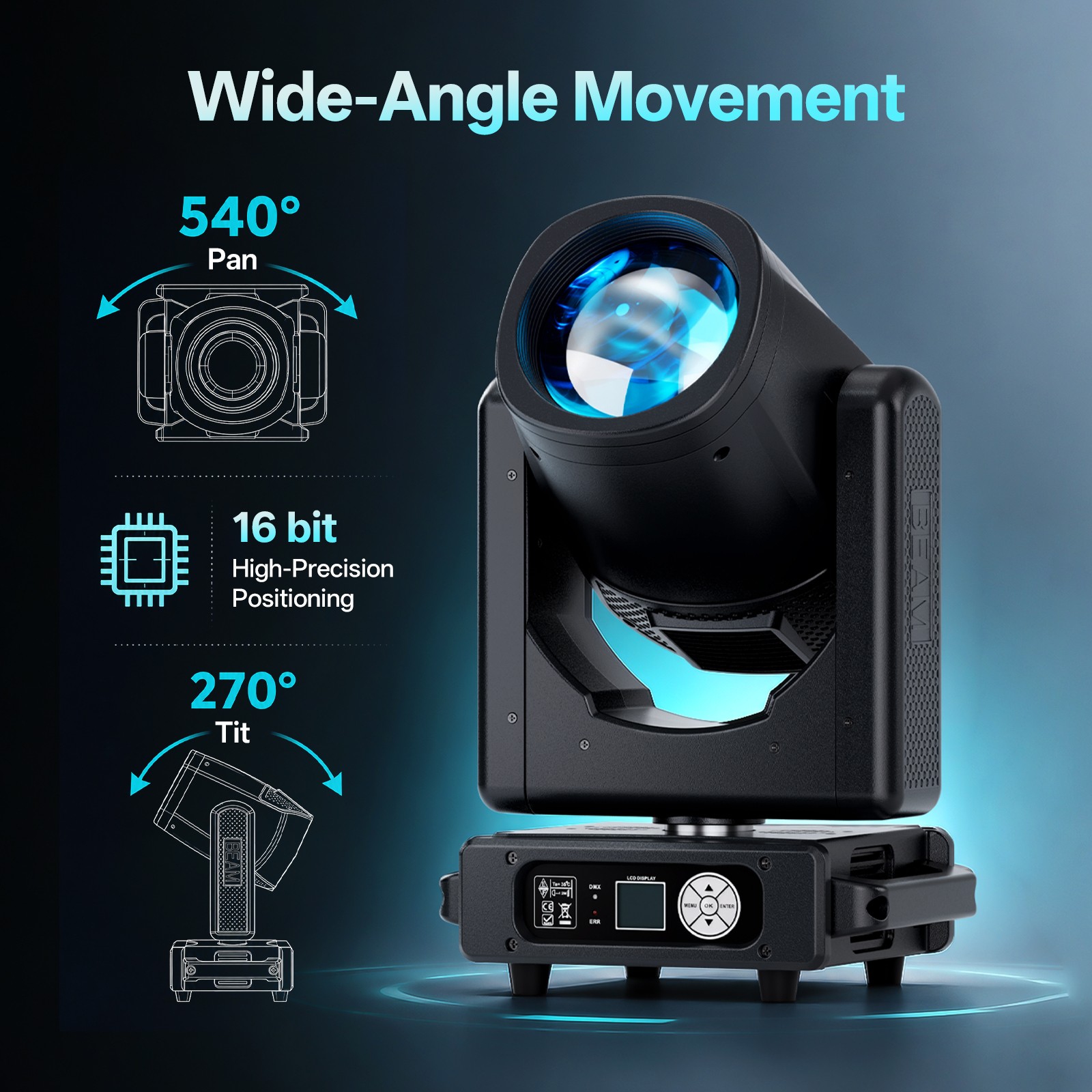 Beam Stage Light 300000Lux 324W HID 14 Colors GOBO Frost Prism Moving Head DMX