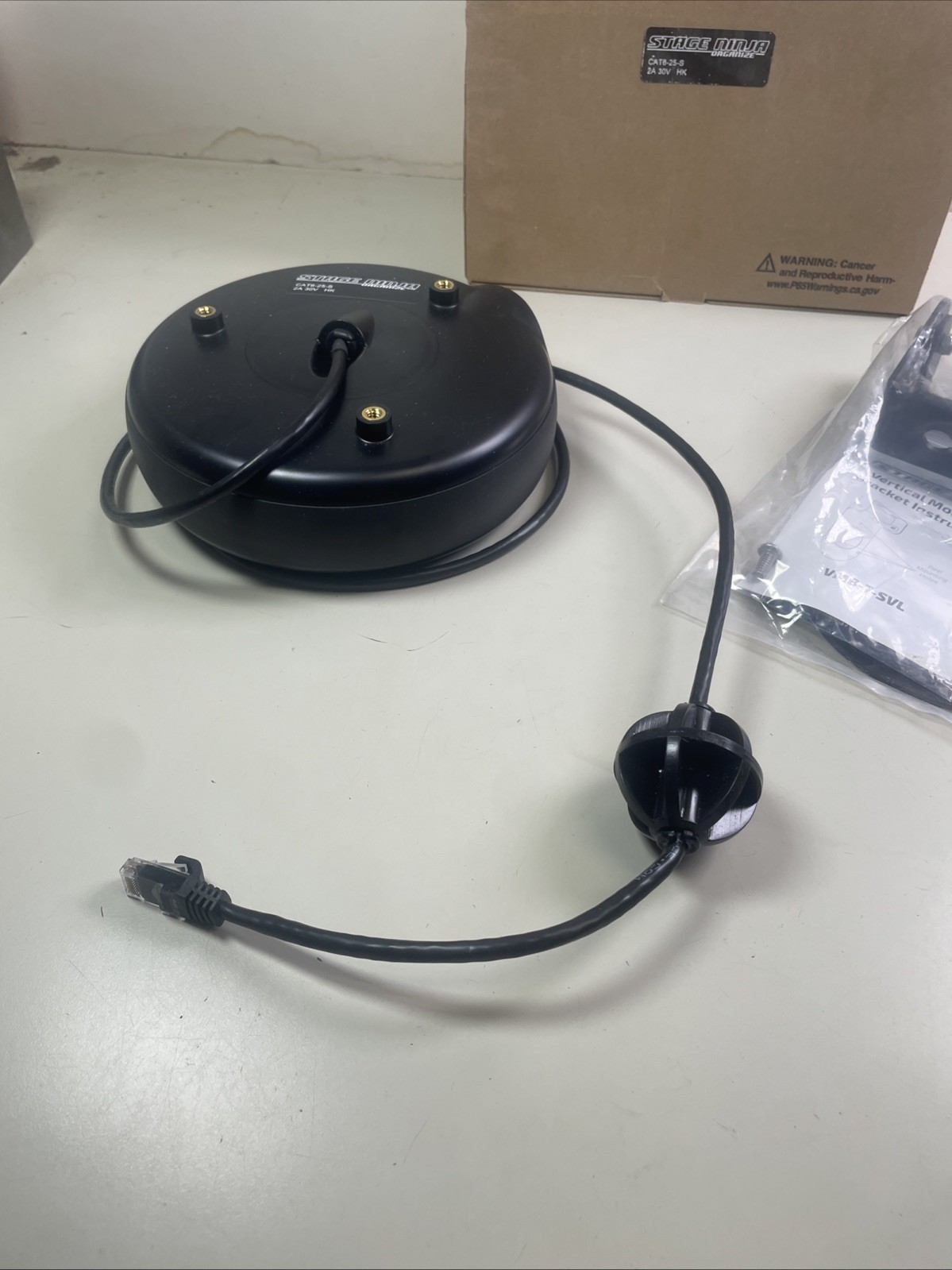 Stage Ninja 25 Foot Retractable CAT6 Cable Reel & Mounting Bracket CAT6-25-S