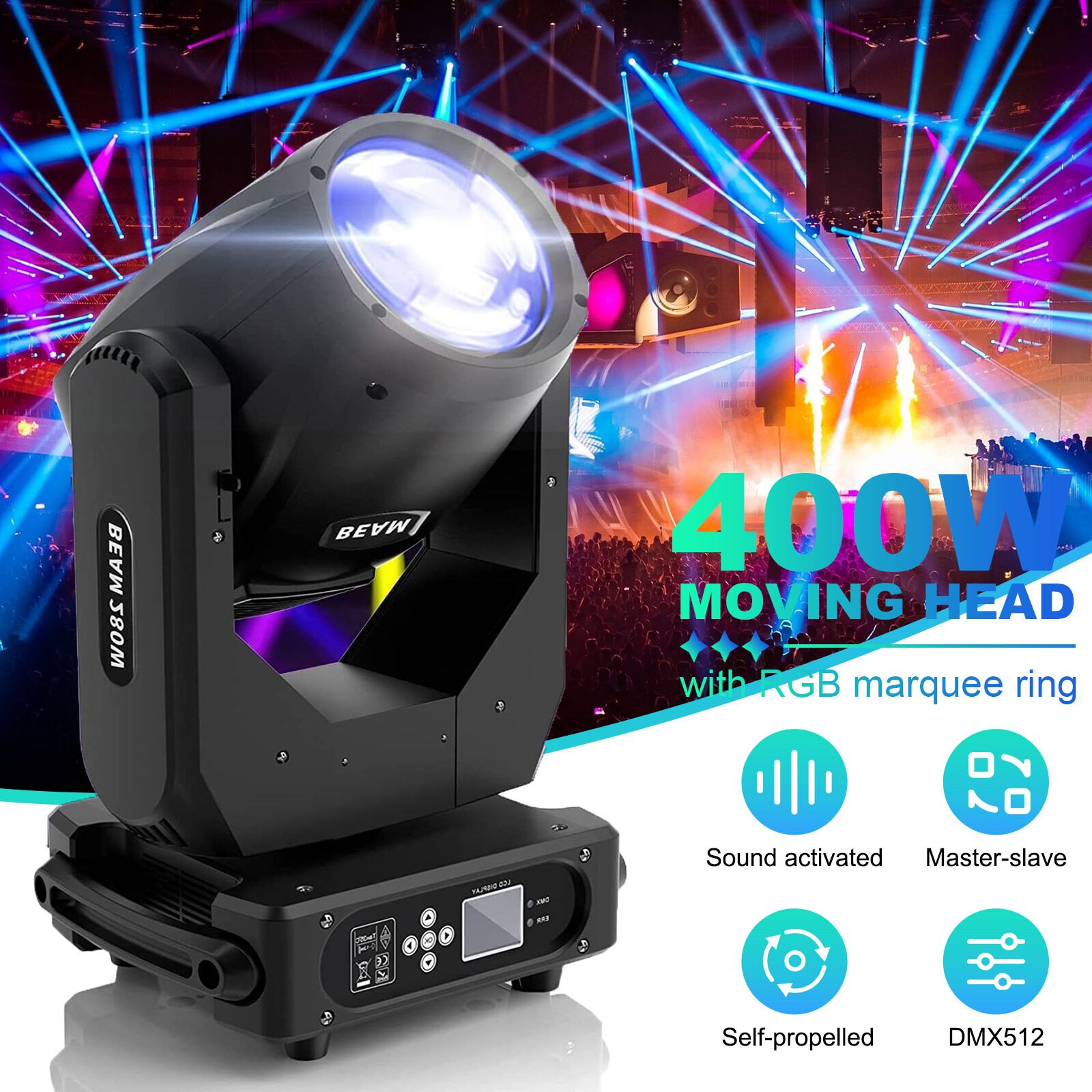 10PCS 10R 400W 17 Gobo LED Beam Spot Moving Head Stage Lighting Prism DMX & Case